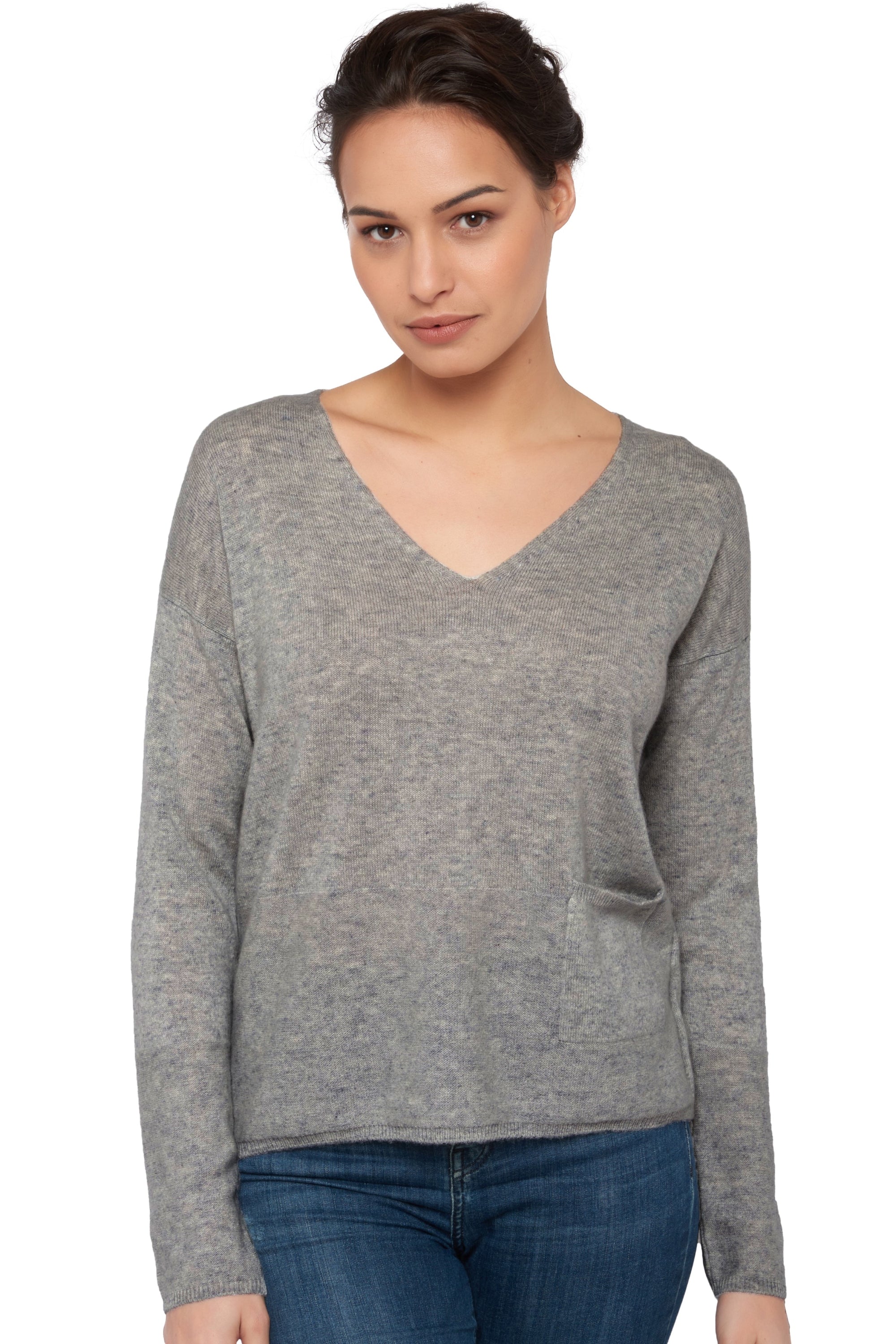 Uliana women's cashmere jumper - marl grey - Mahogany
