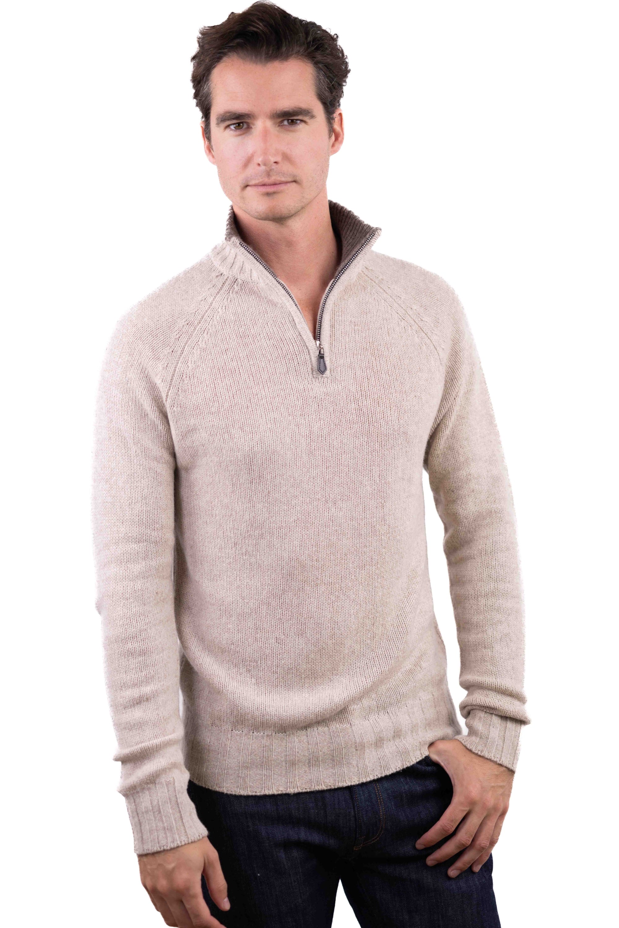 Howard in cashmere and yak for men - timeless / marl marmot - Mahogany
