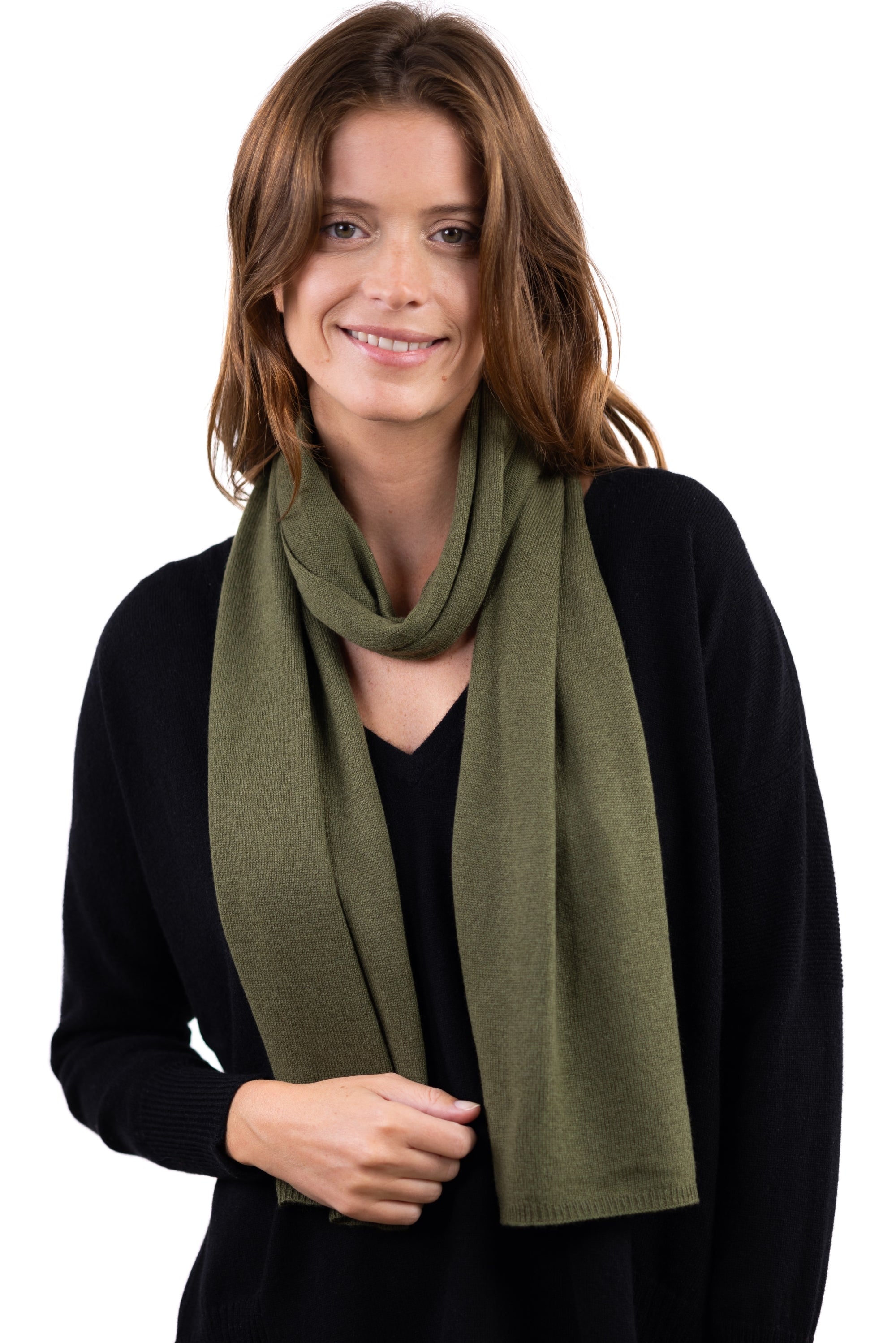 Ozone in mixed cashmere - olive - Mahogany