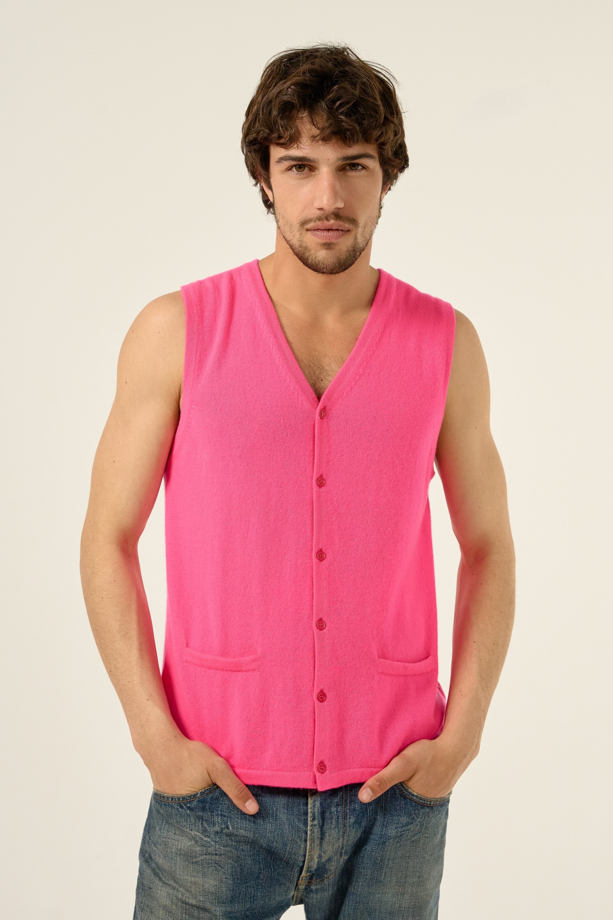 Basile cashmere jumper for men - dayglo - Mahogany