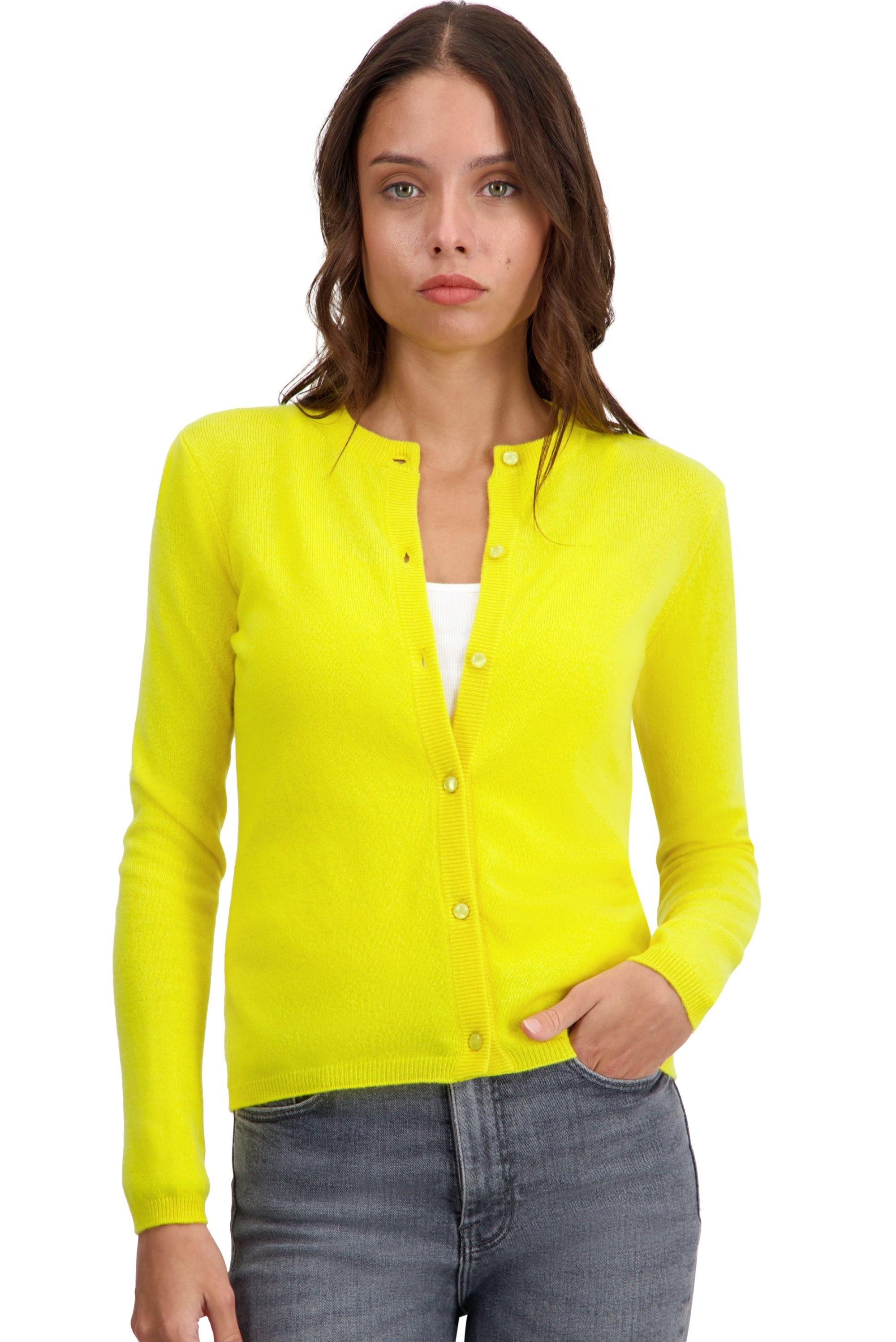 Chloe in cashmere for women - citric yellow - Mahogany