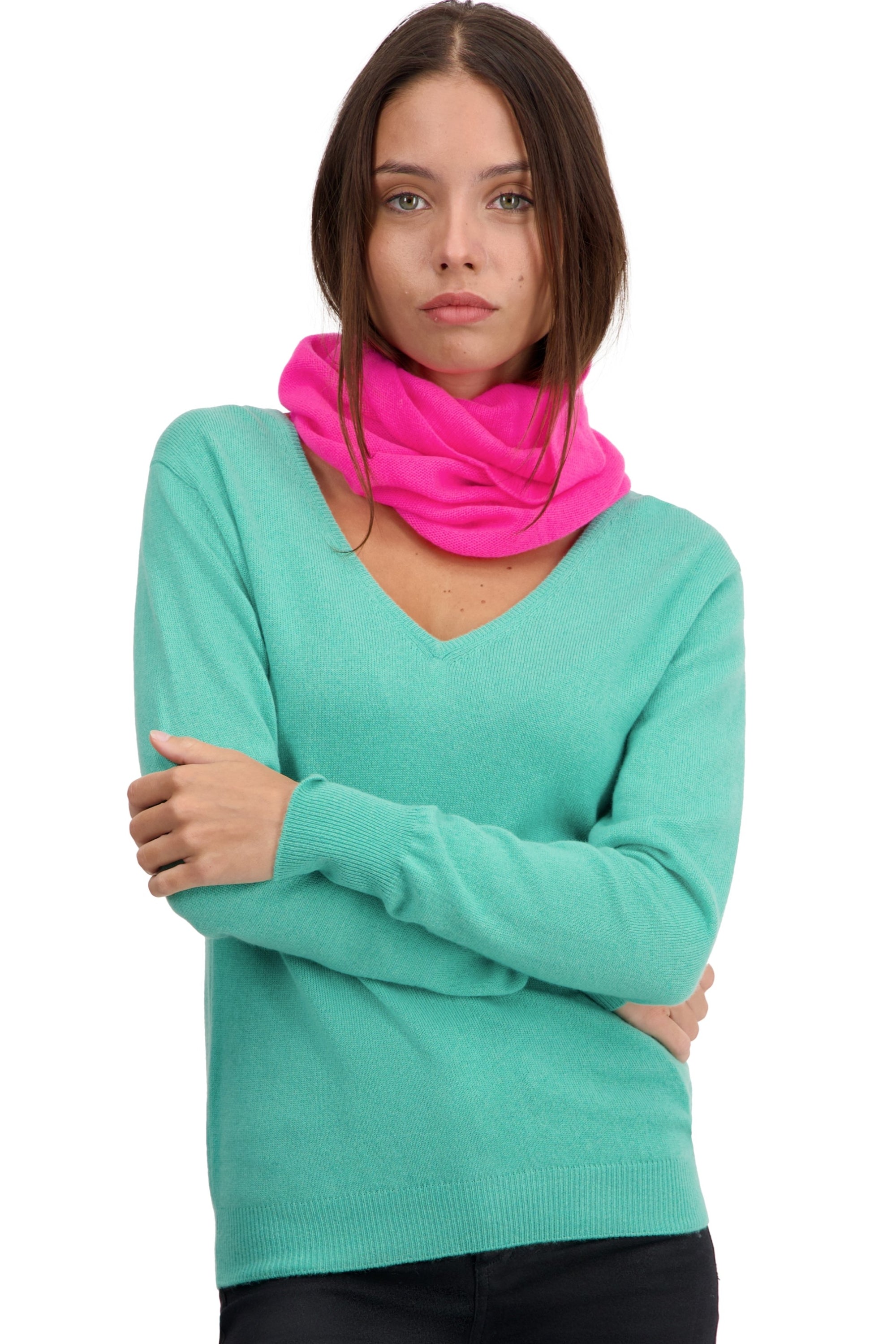 Fraise cashmere women's jumper - dayglo - Mahogany