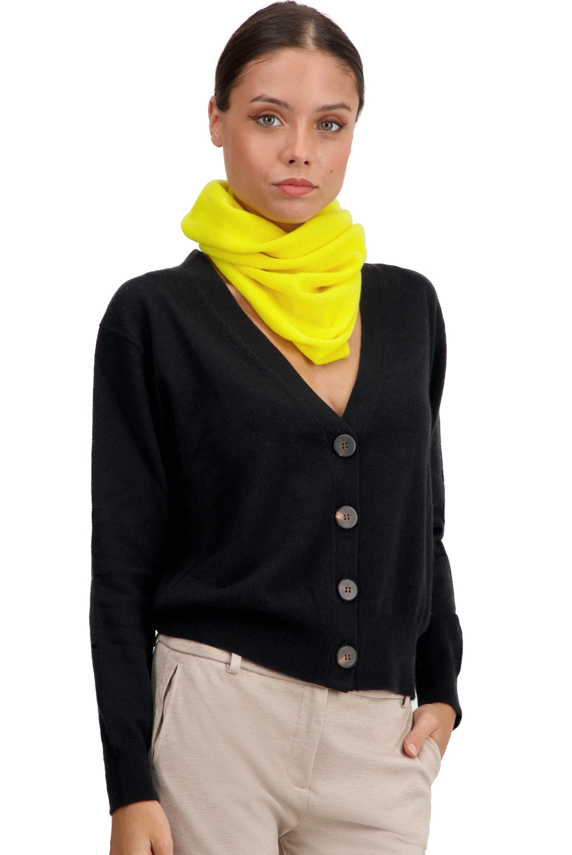 Fraise cashmere women's jumper - citric yellow - Mahogany