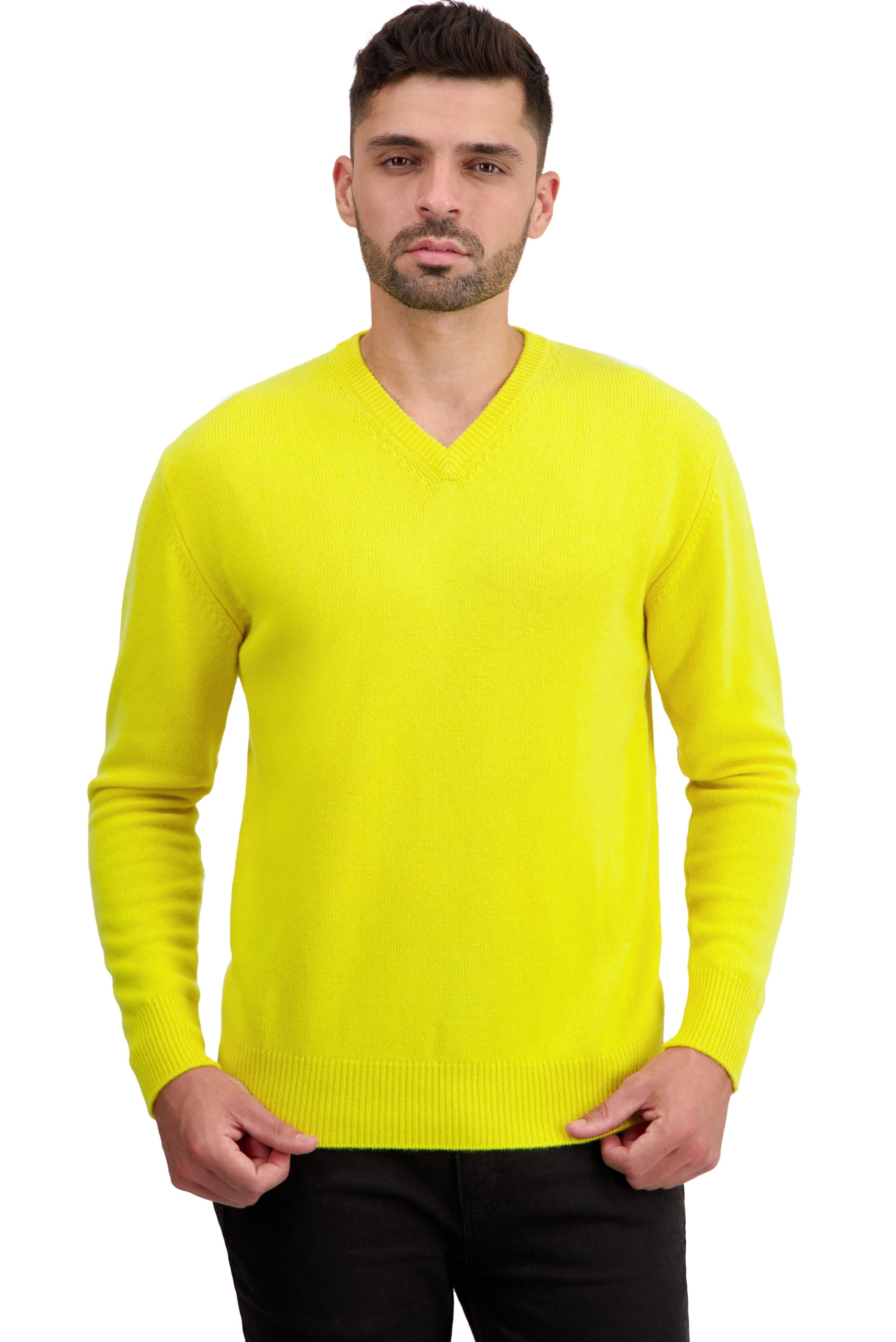 Hippolyte 4F men's cashmere jumper - citric yellow - Mahogany