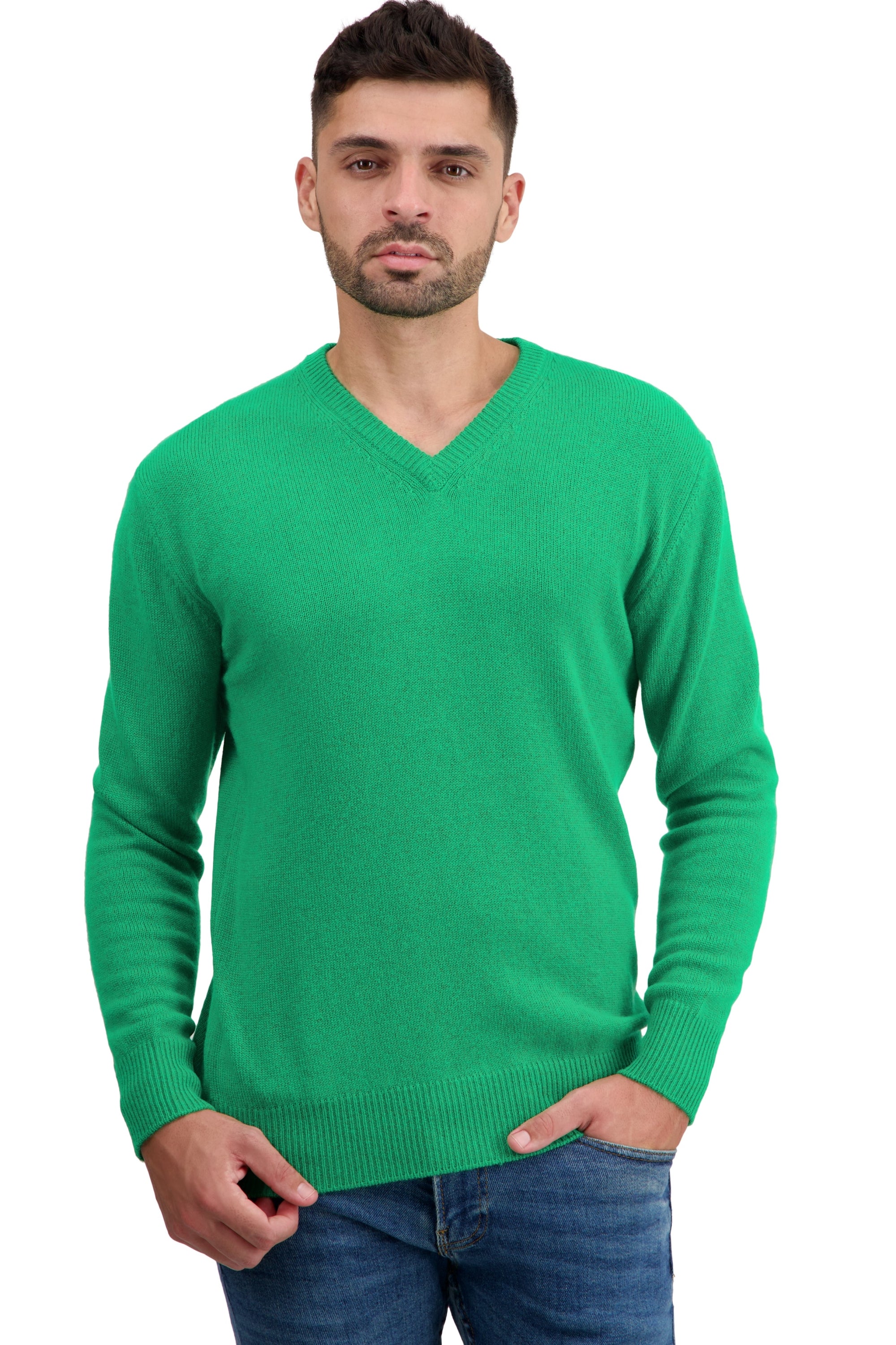 Hippolyte 4F men's cashmere jumper - new green - Mahogany