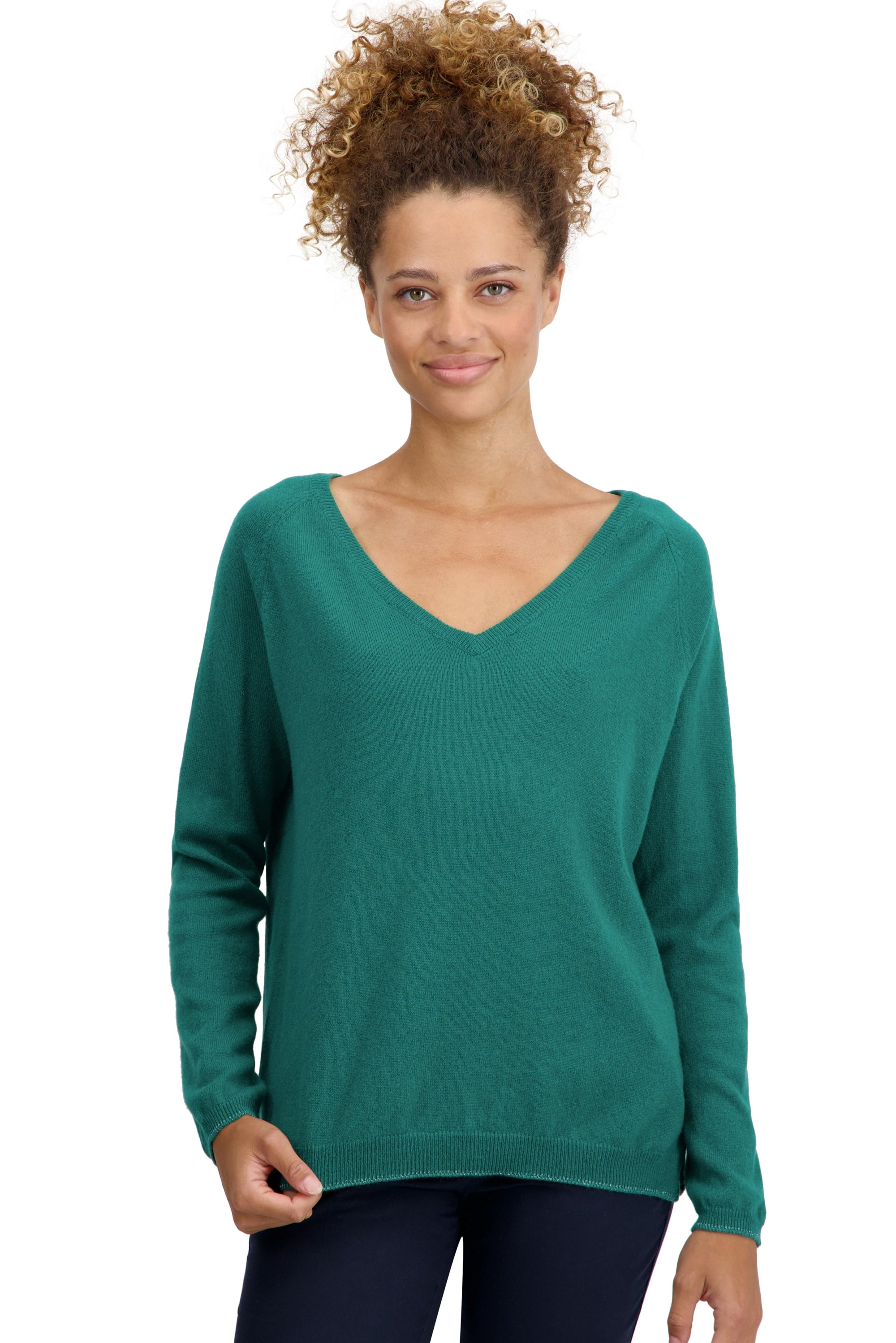 Zanjan in cashmere for women - English green - Mahogany