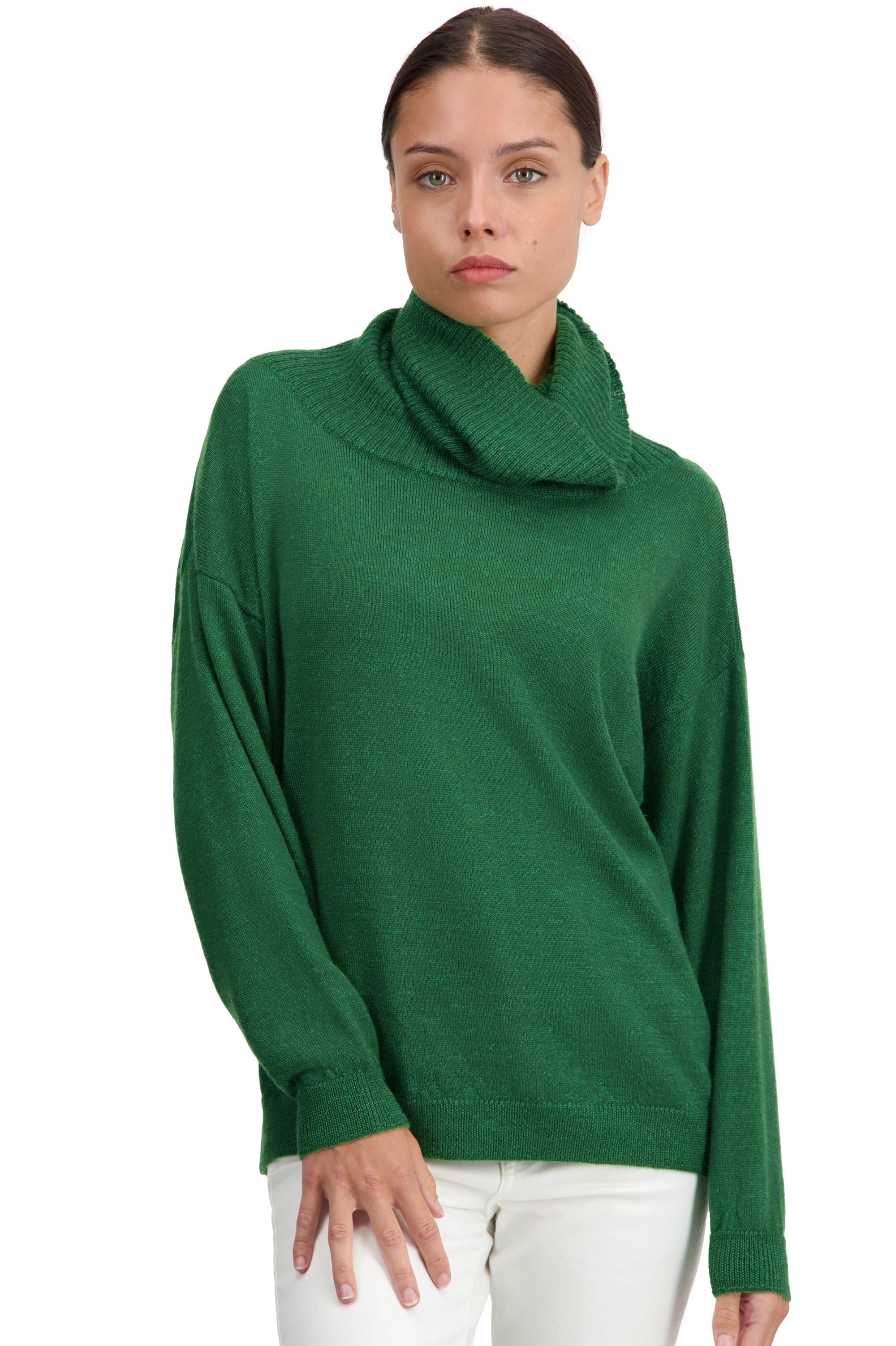 Tanis in baby alpaca for women - green leaf - Mahogany
