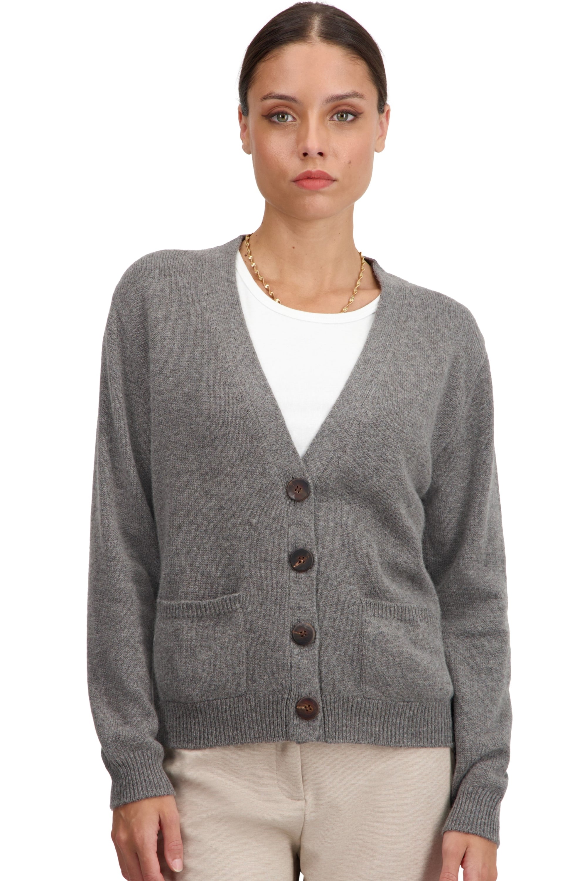 Tanzania in cashmere for women - marmot marl - Mahogany