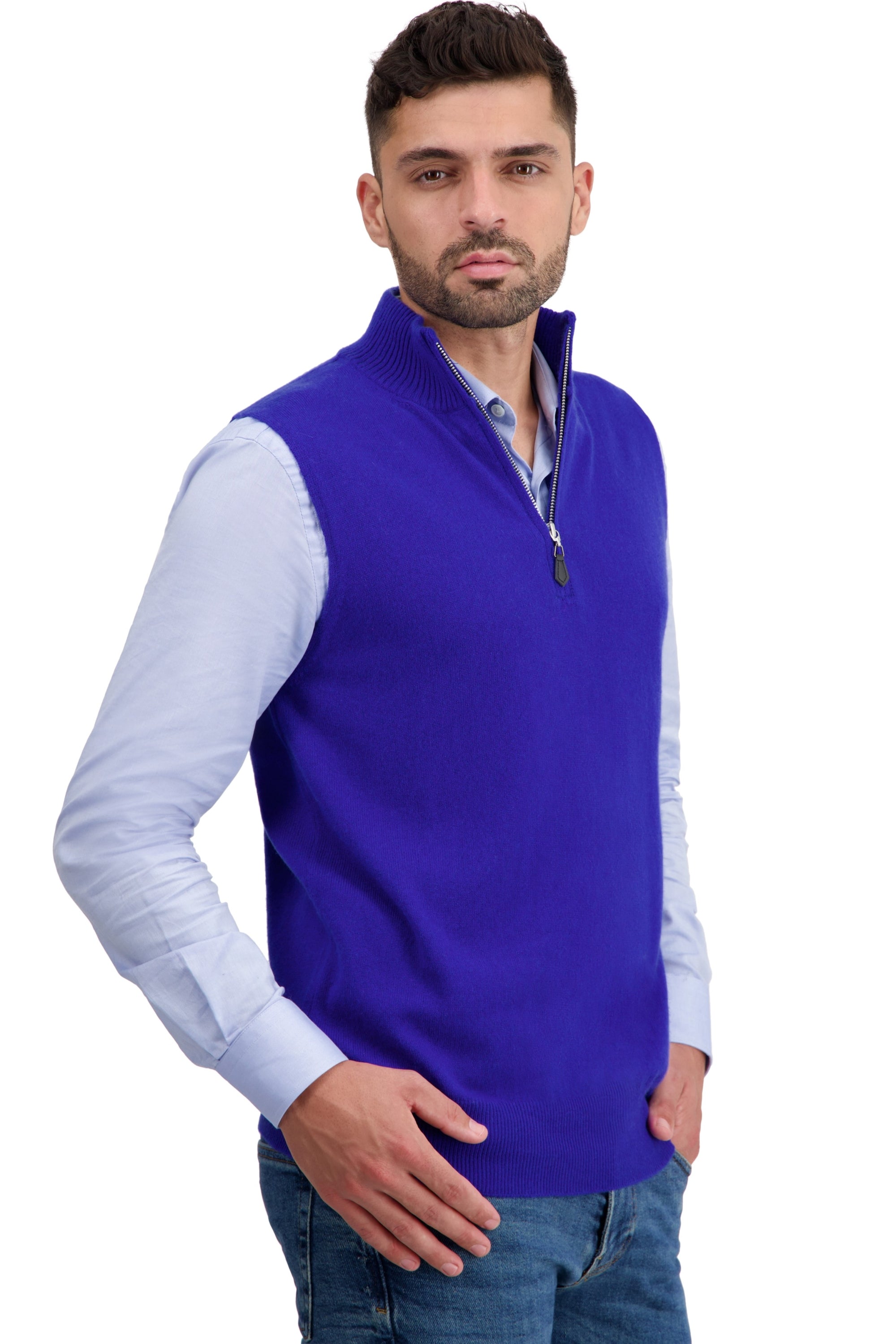 Texas in cashmere for men - bleu regata - Mahogany