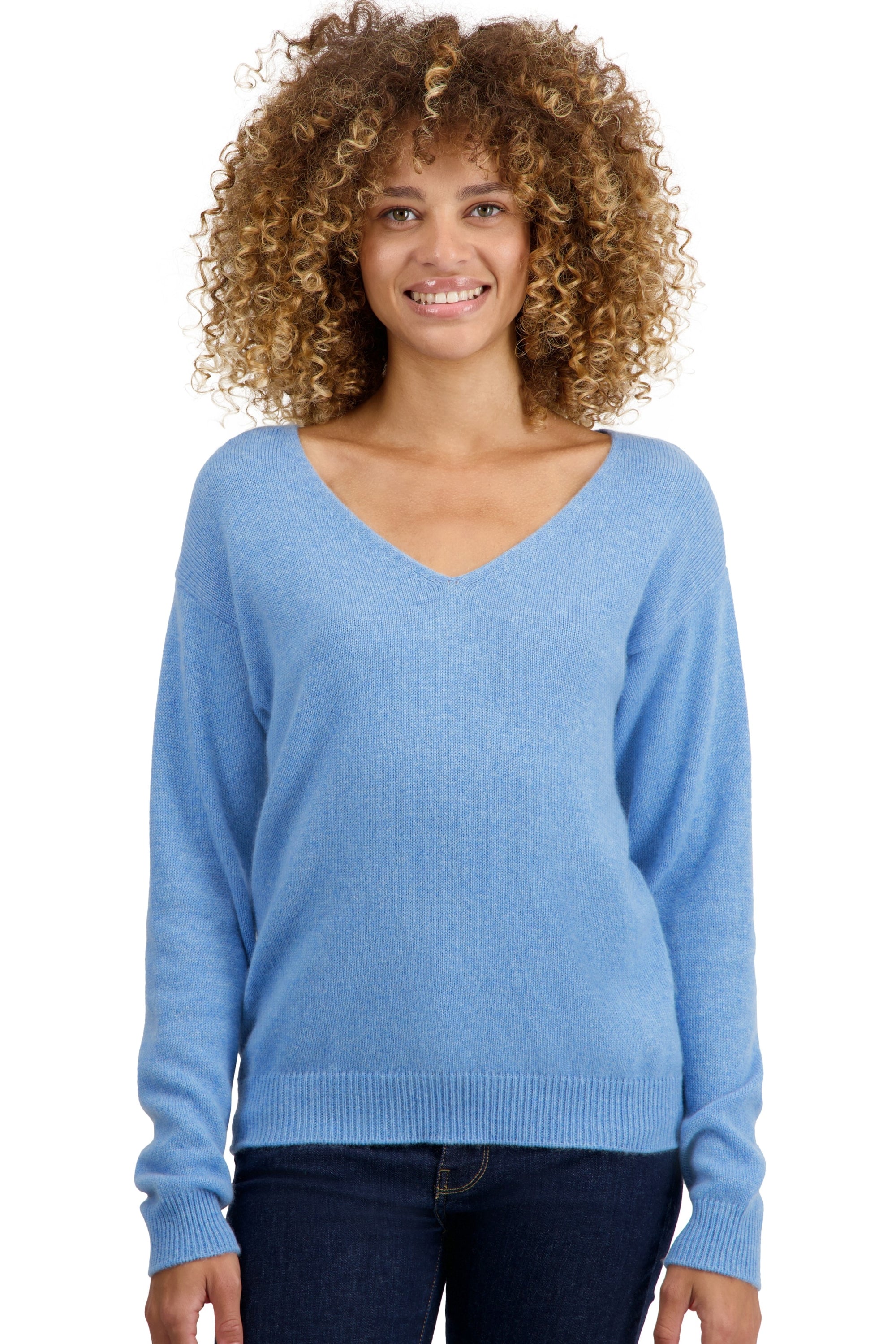 Cashmere jumper, 100% Cashmere, women, V-neck, straight cut, long sleeves, regular / 2 and 4 ply, standard knit, Mahogany