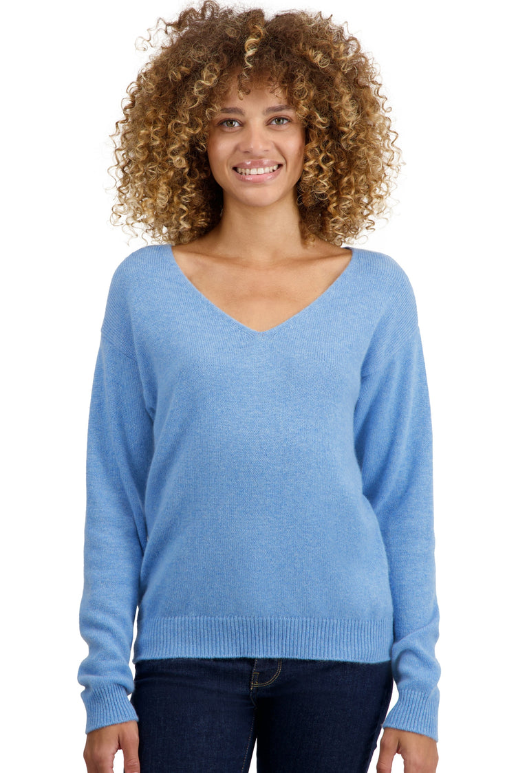 Cashmere jumper, 100% Cashmere, women, V-neck, straight cut, long sleeves, regular / 2 and 4 ply, standard knit, Mahogany