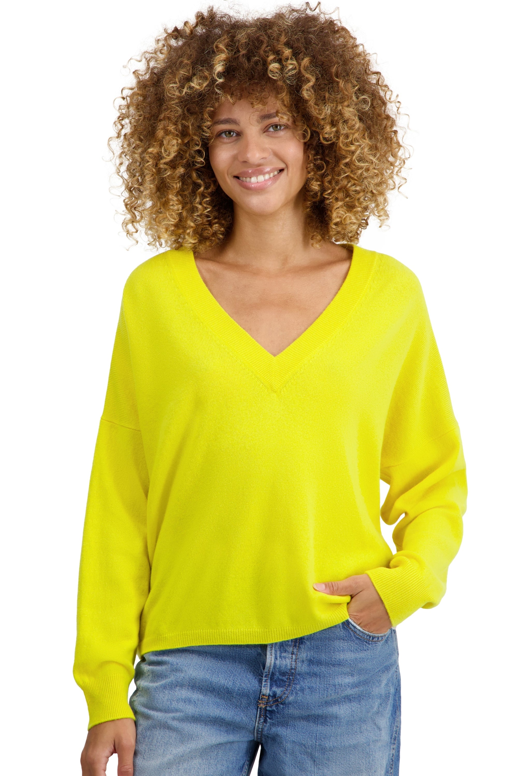 Theia in women's cashmere - citric yellow - Mahogany