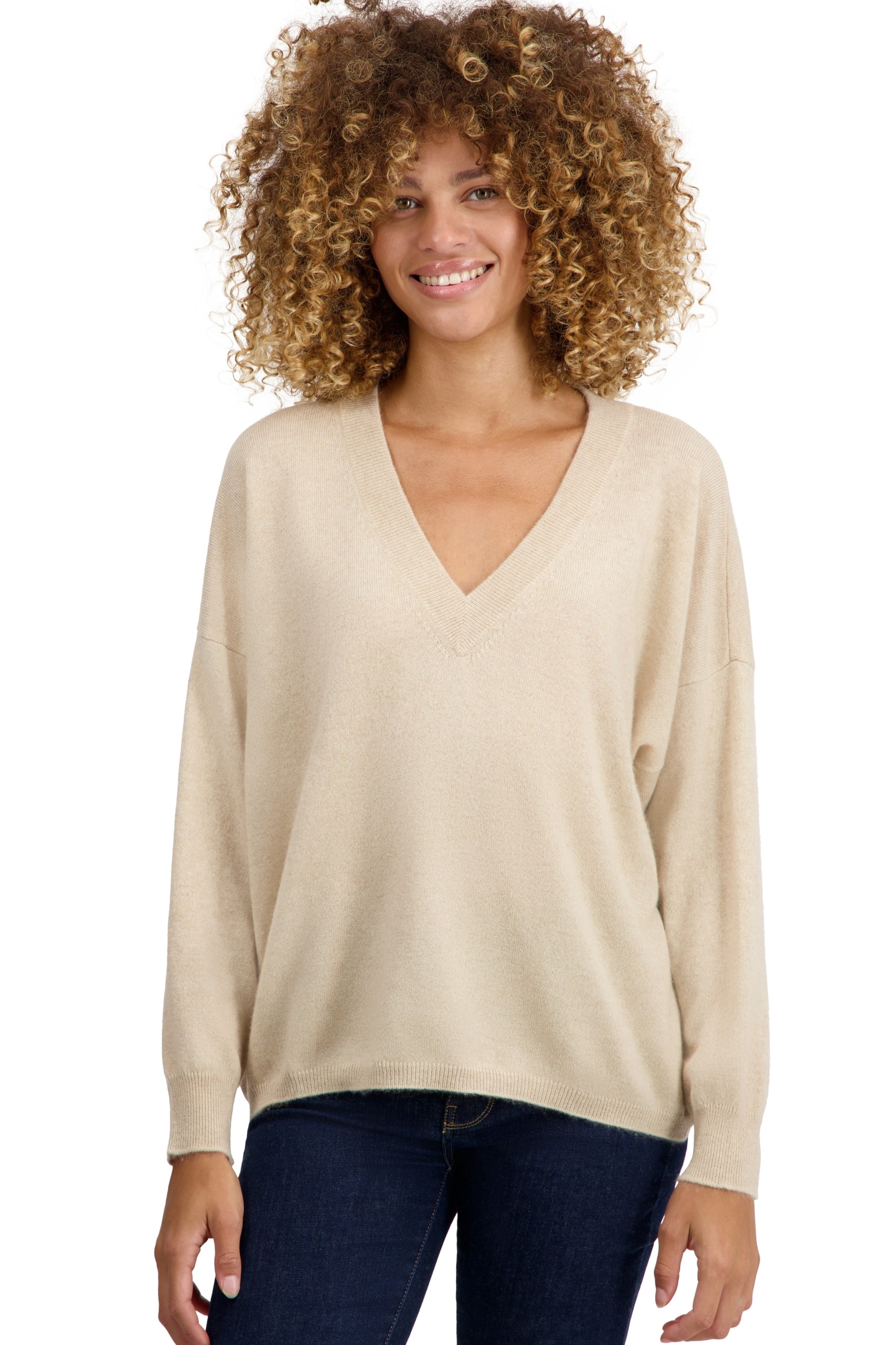 Theia in women's cashmere - natural beige - Mahogany
