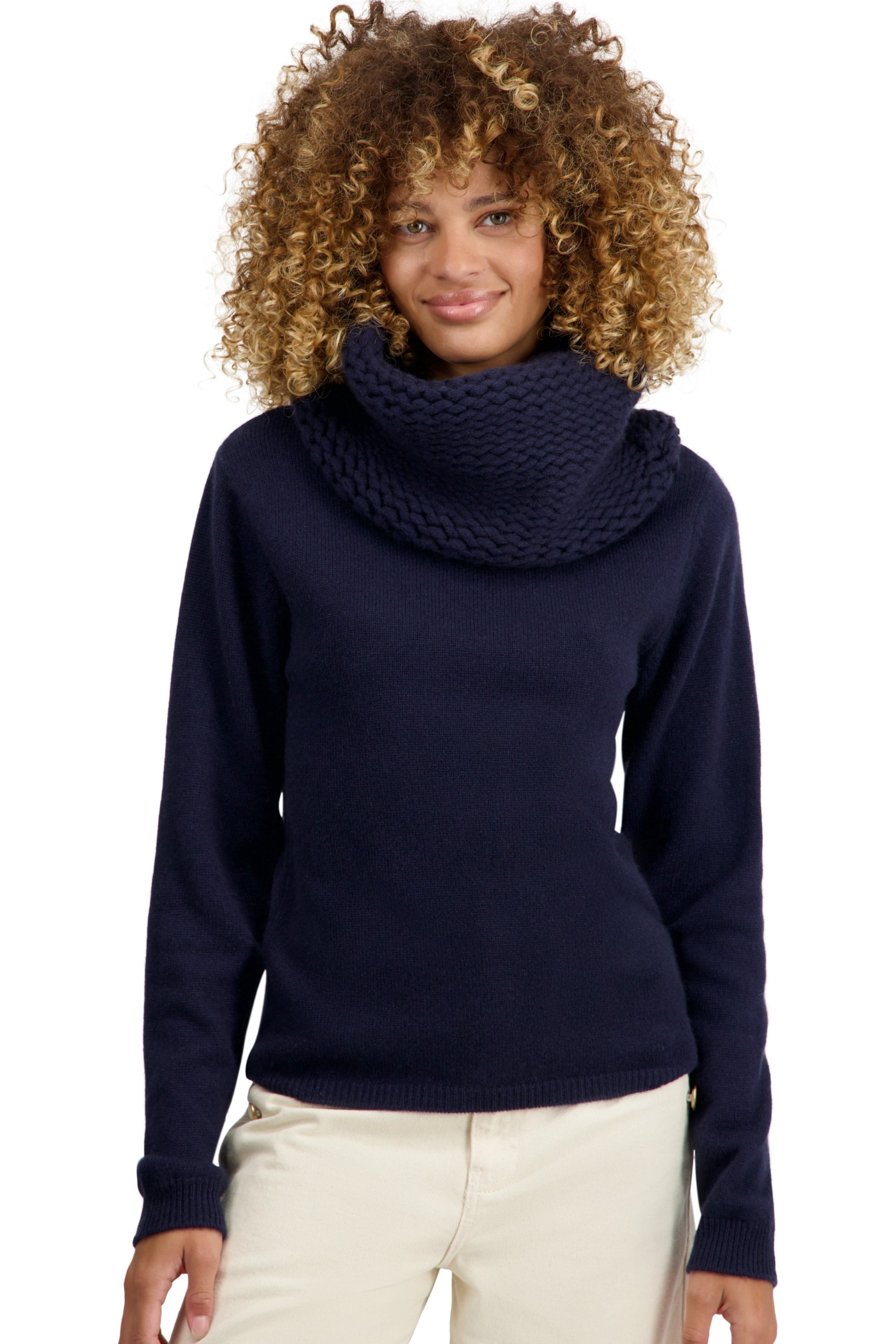 Cashmere jumper, 100% Cashmere, women, roll neck, straight cut, long sleeves, chunky / 6 ply and more, regular knit, Mahogany