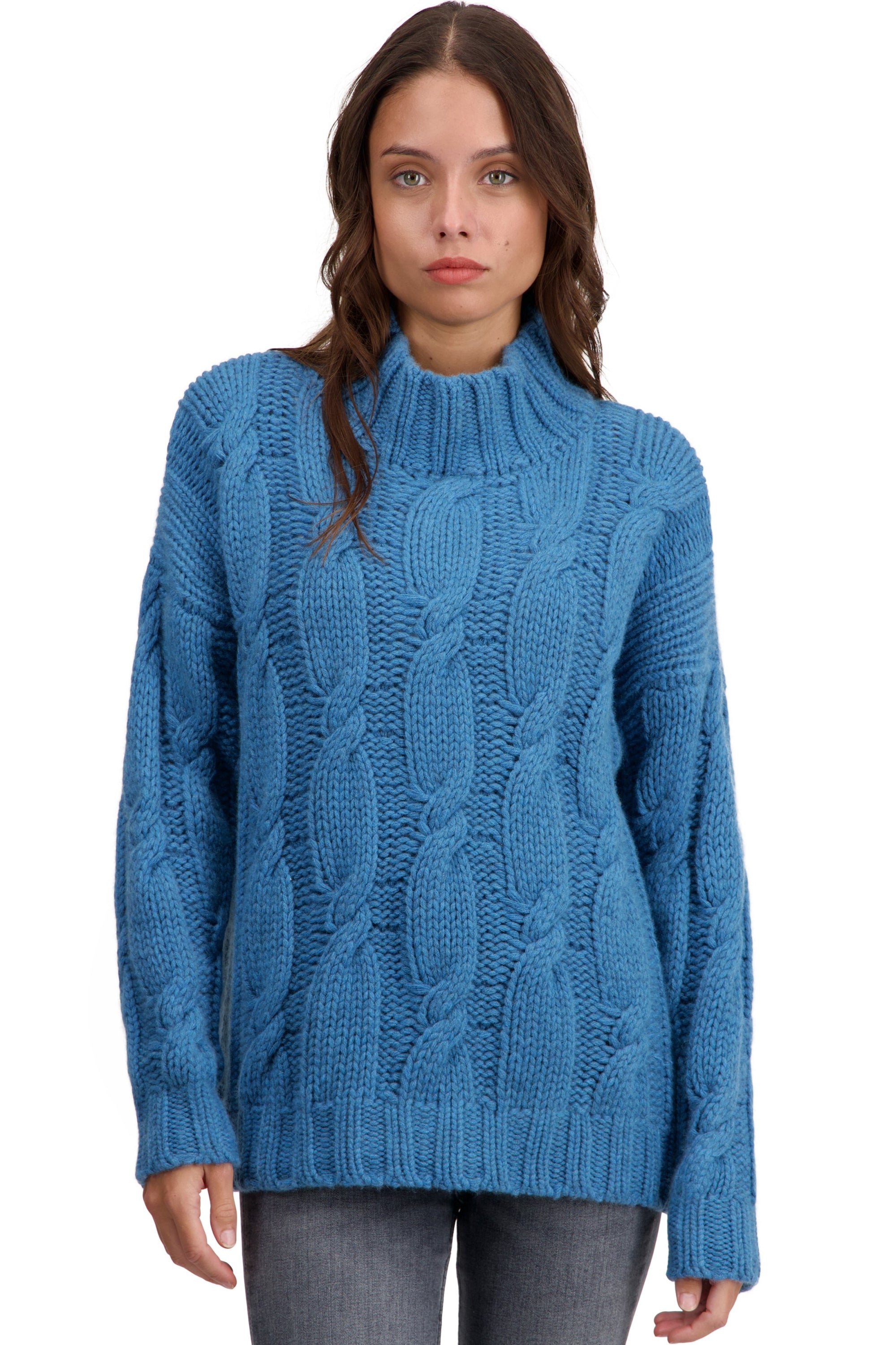Twiggy in women's cashmere - manor blue - Mahogany