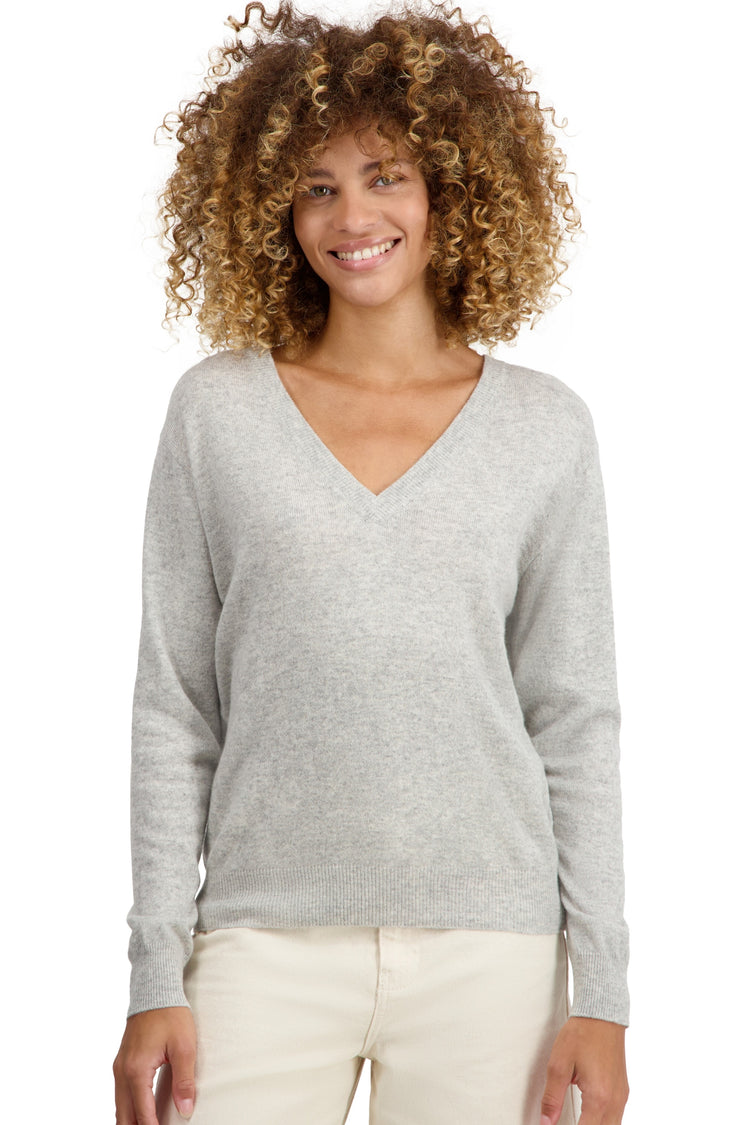 Tornade women's cashmere jumper - marl flannel - Mahogany