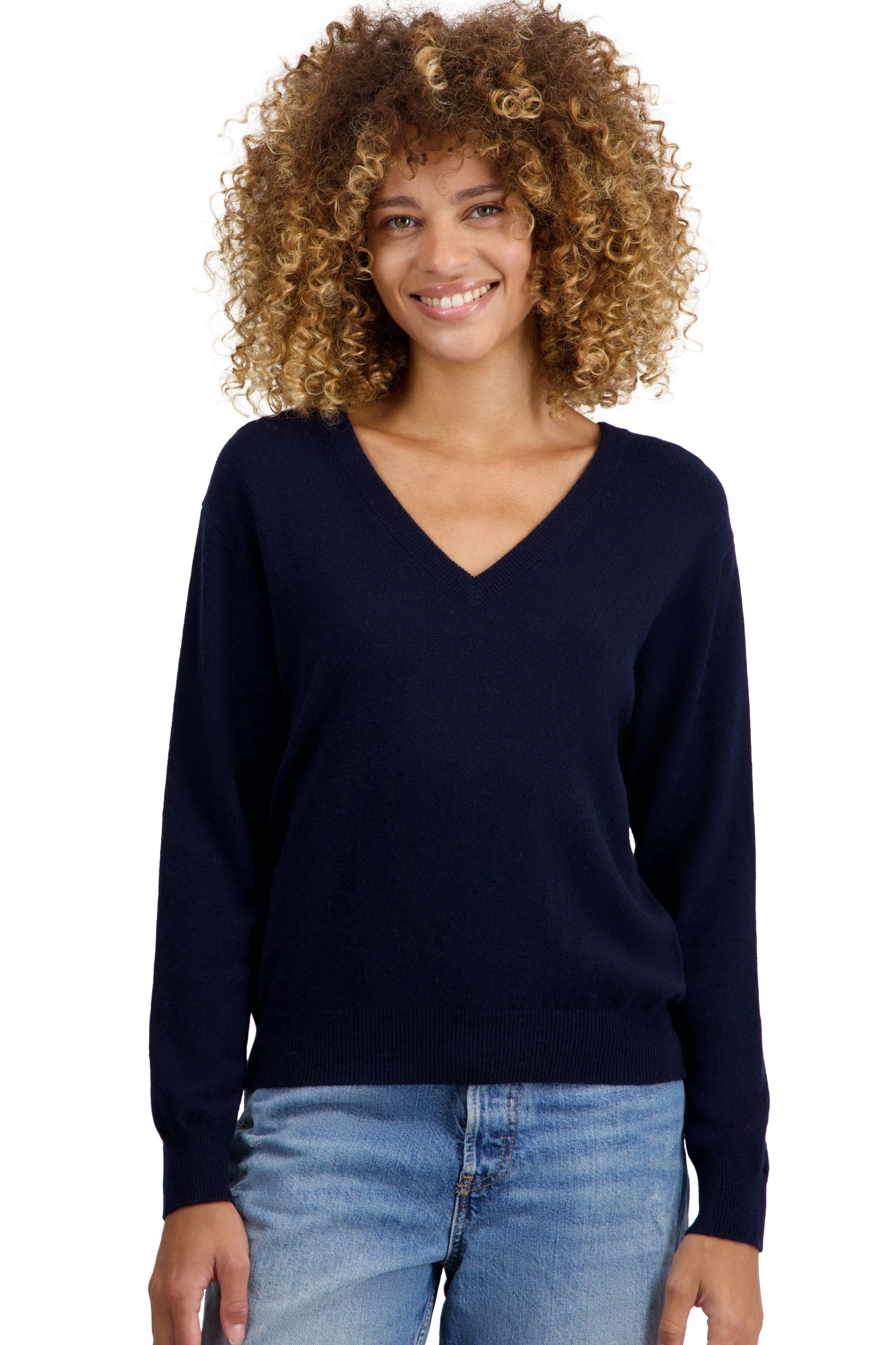 Tornade women's cashmere jumper - dark navy - Mahogany