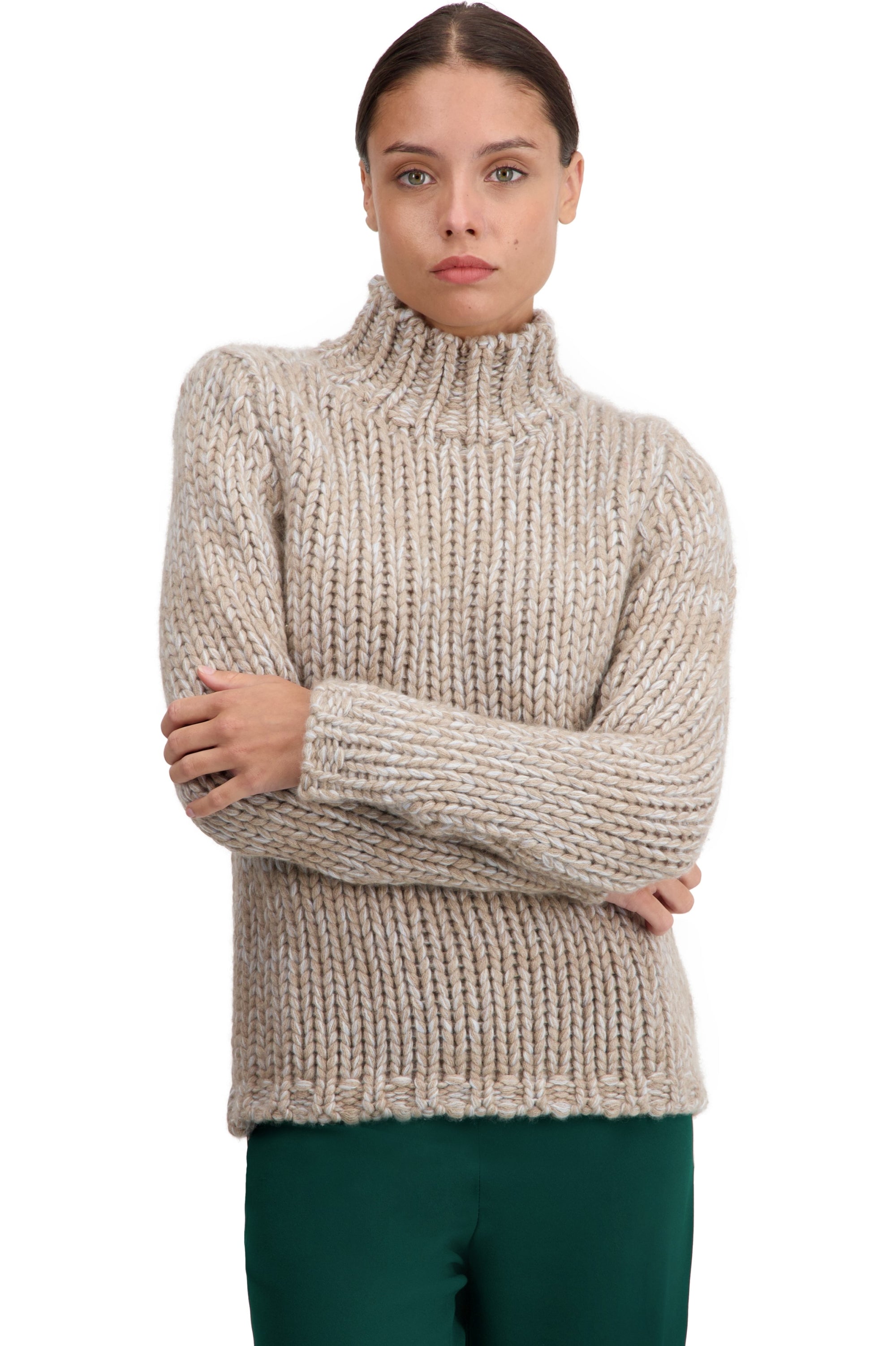 Toxane in women's cashmere - natural brown / natural ecru / sky - Mahogany