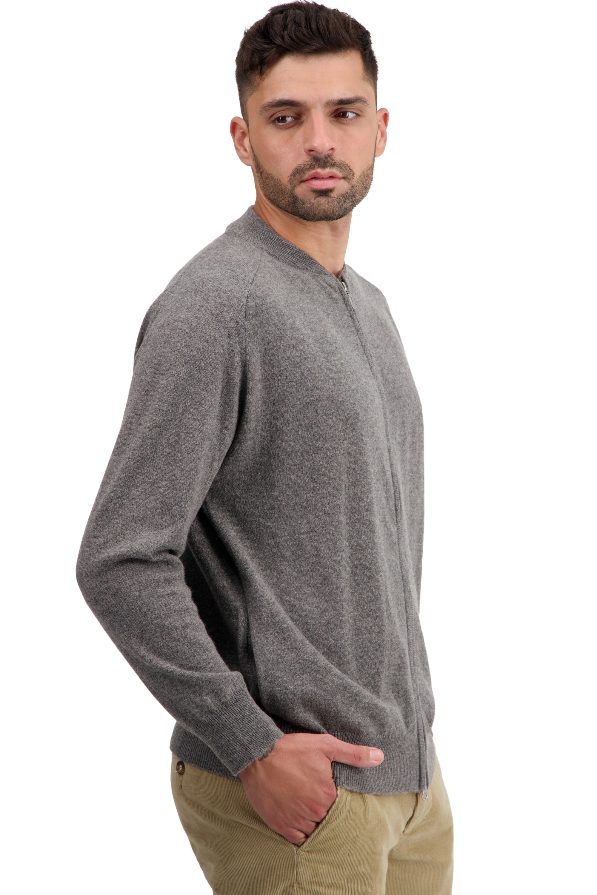 Tajmahal in cashmere for men - marl marmot - Mahogany