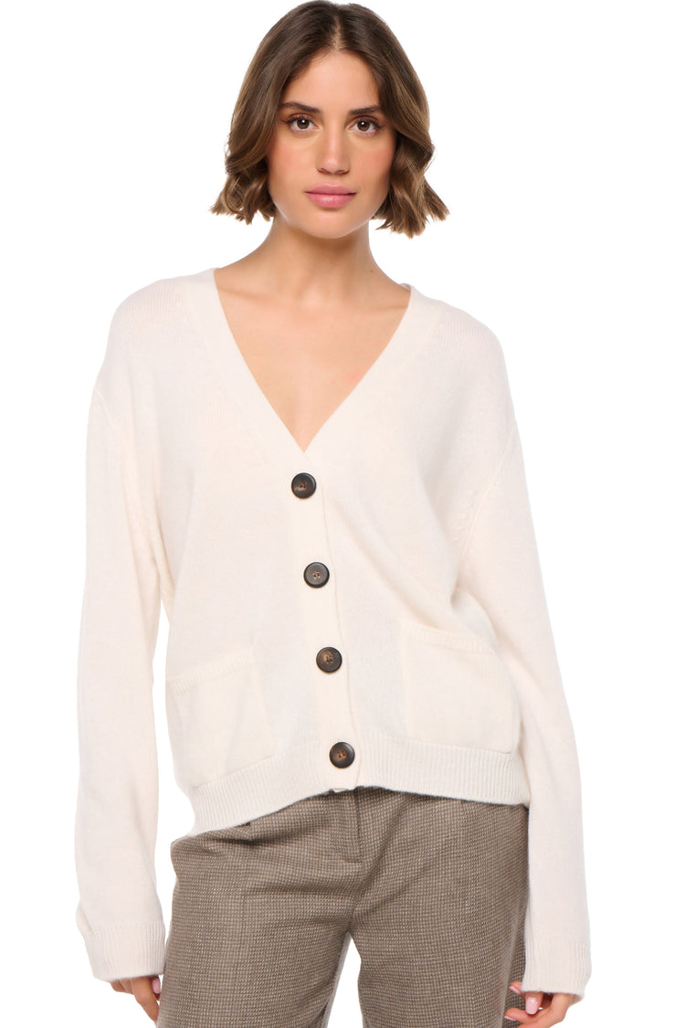 Cashmere cardigan, 100% Cashmere, women, v-neck, button fastening, straight cut, long sleeves, standard / 2 and 4 ply, standard knit, Mahogany