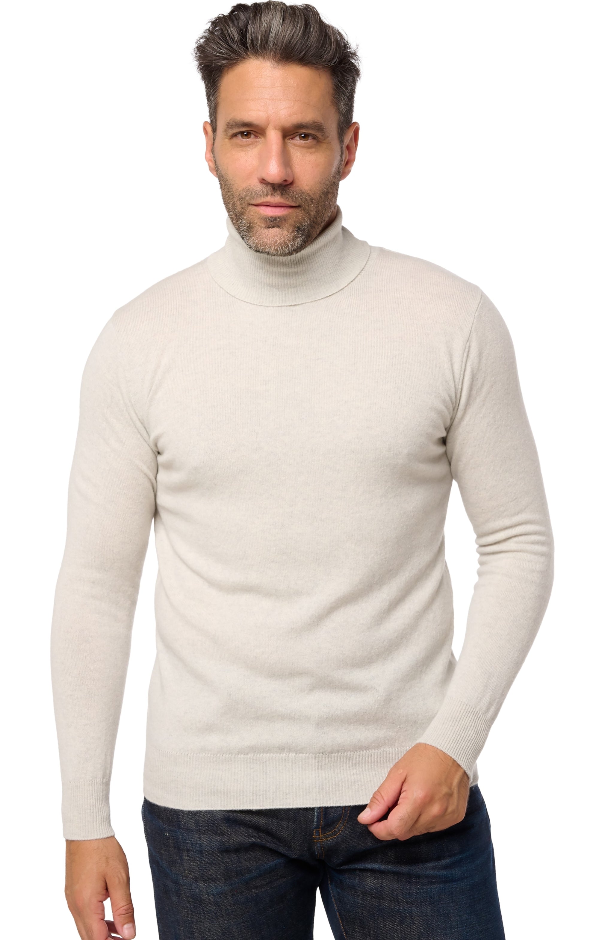 Tarry men's cashmere jumper - fluo white - Mahogany