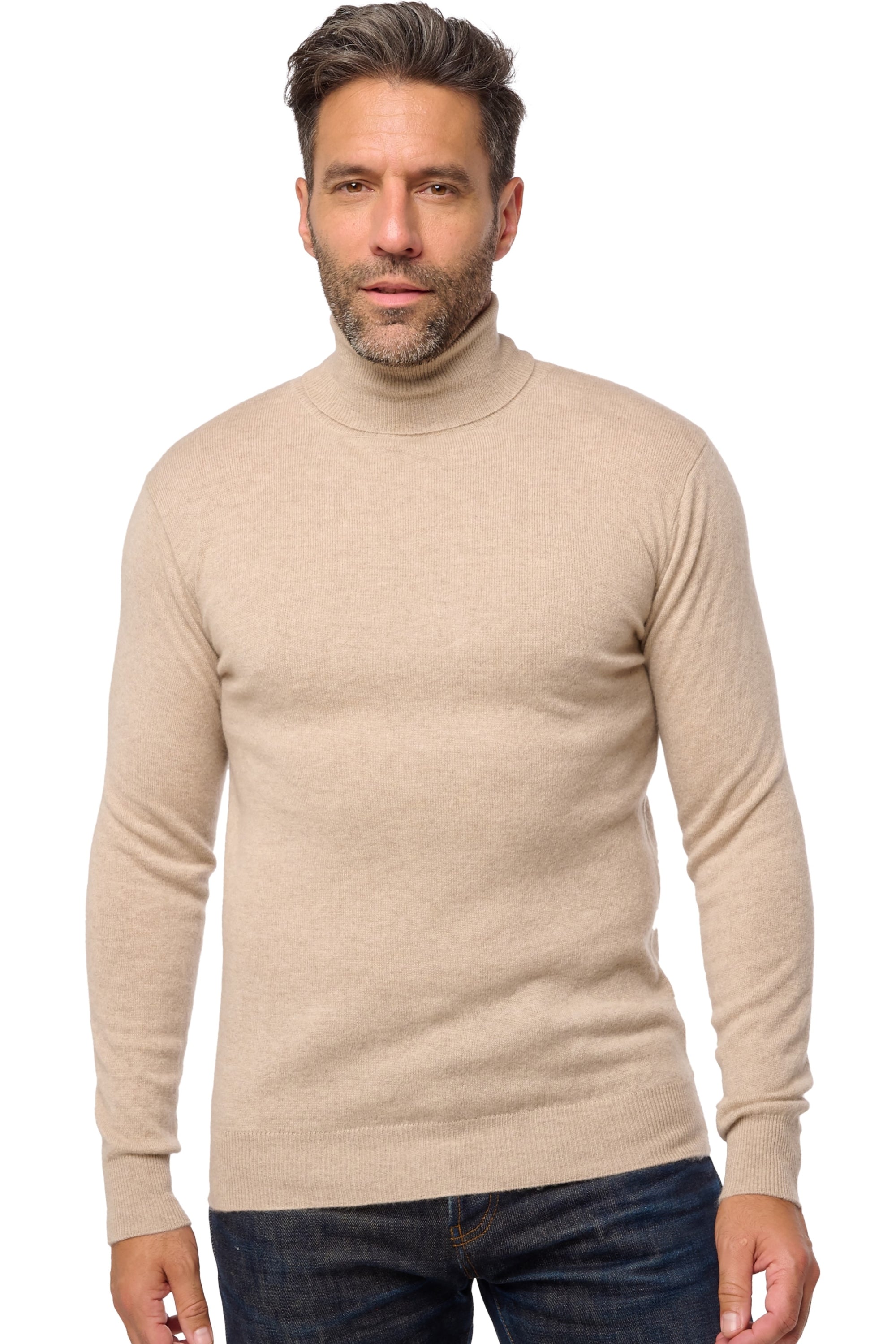 Tarry men's cashmere jumper - spelt - Mahogany