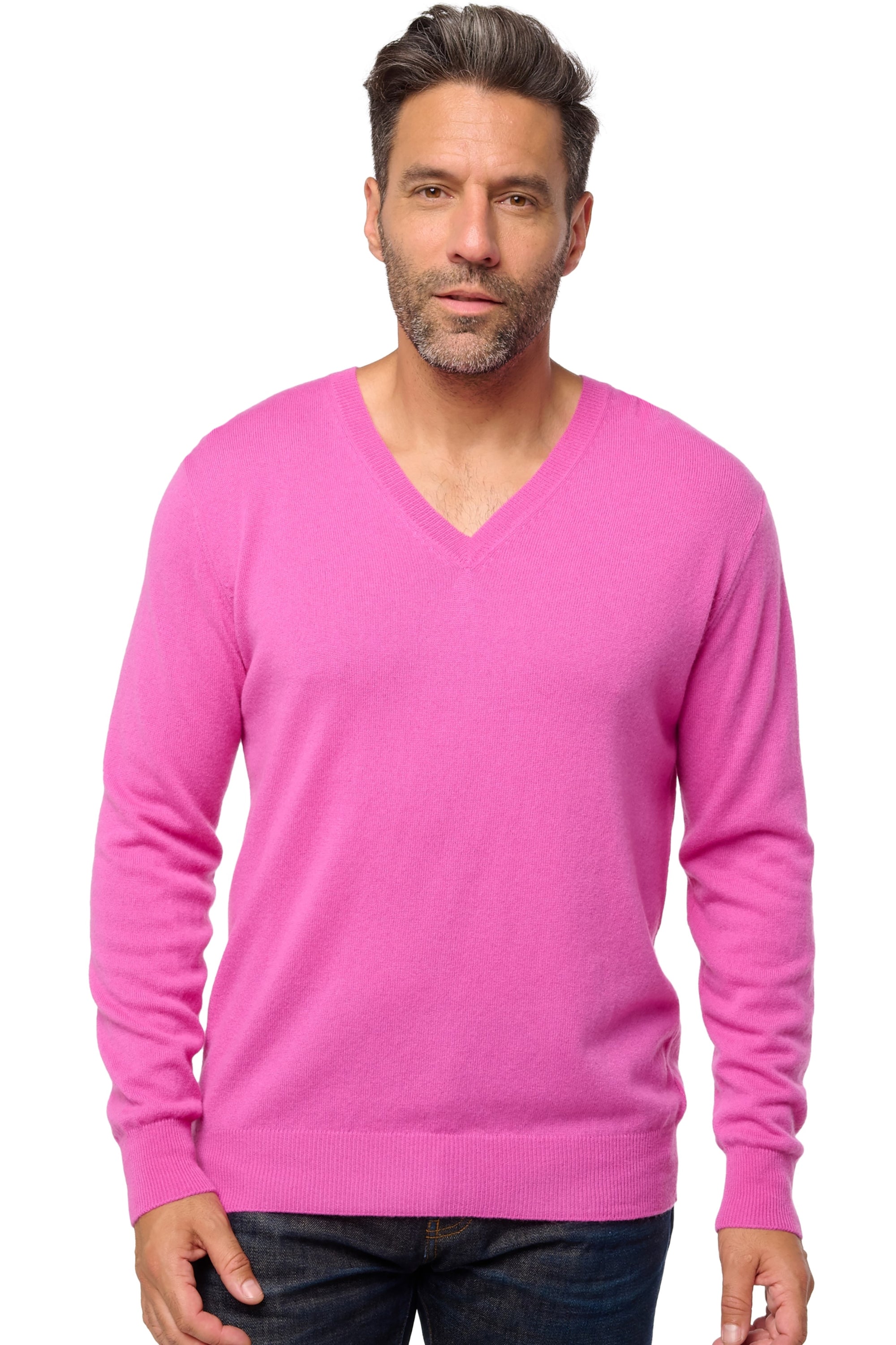 Tor men's cashmere jumper - magenta pink - Mahogany