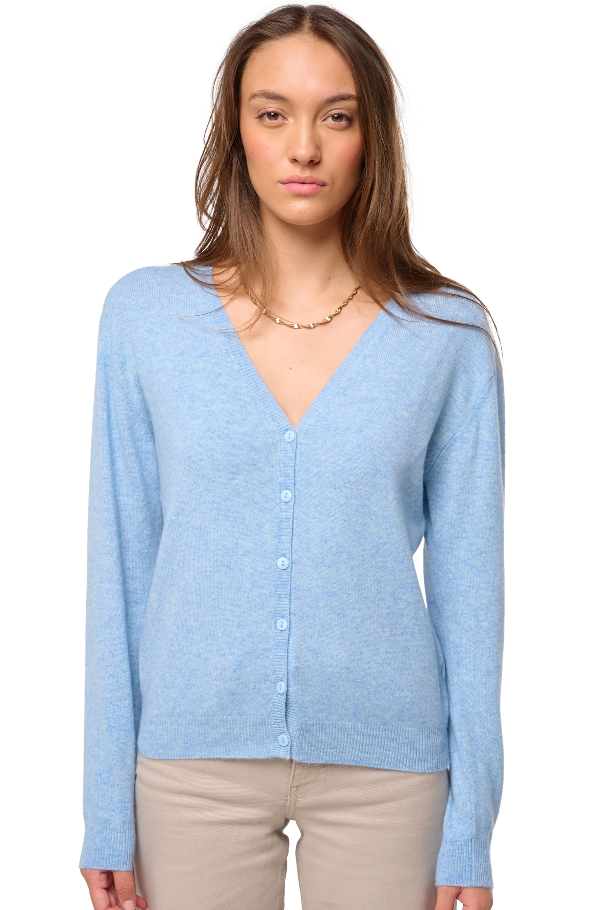 Taline women's cashmere jumper - powder blue - Mahogany