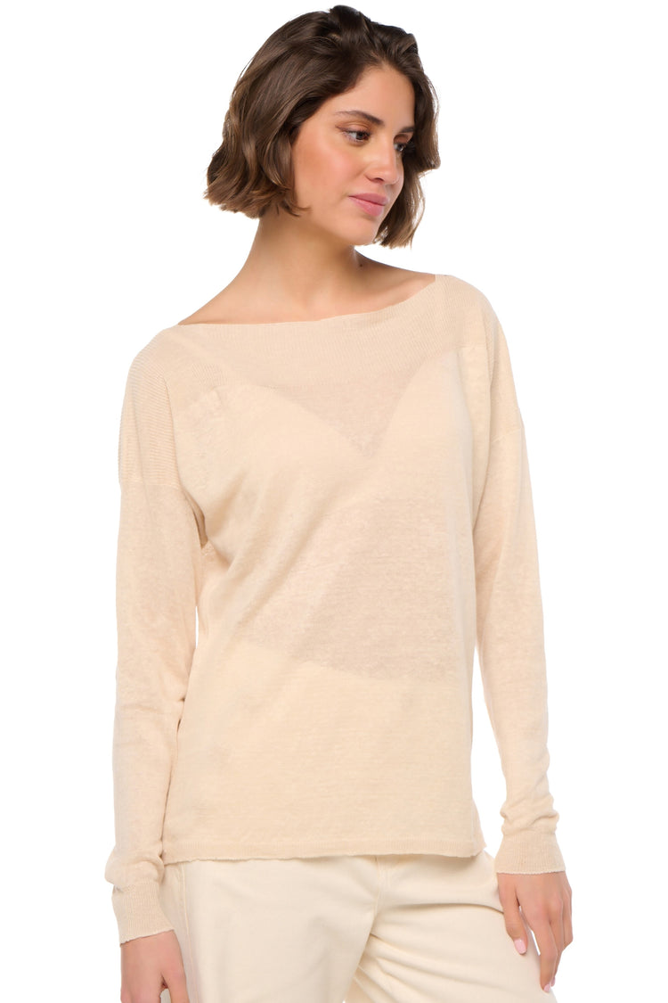 Sheila women's linen top - wheat - Mahogany