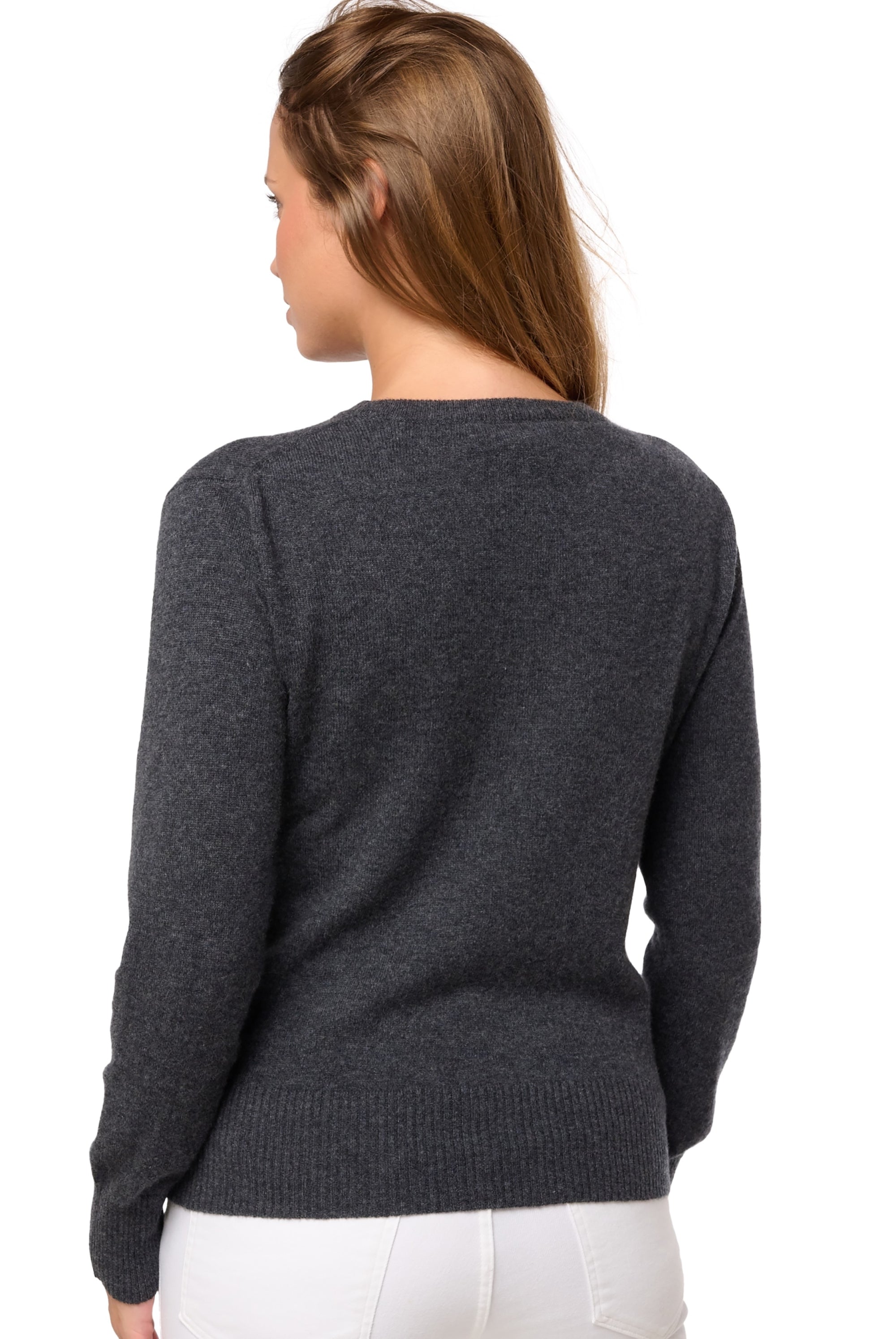 Daria in cashmere for women - View 2 - anthracite marl - Mahogany