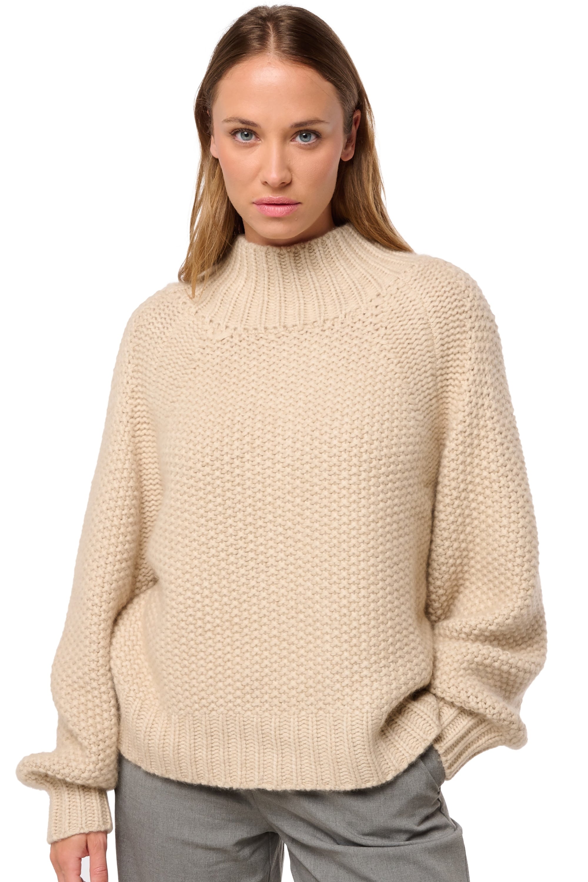 Deutz women's cashmere jumper - natural winter dawn - Mahogany