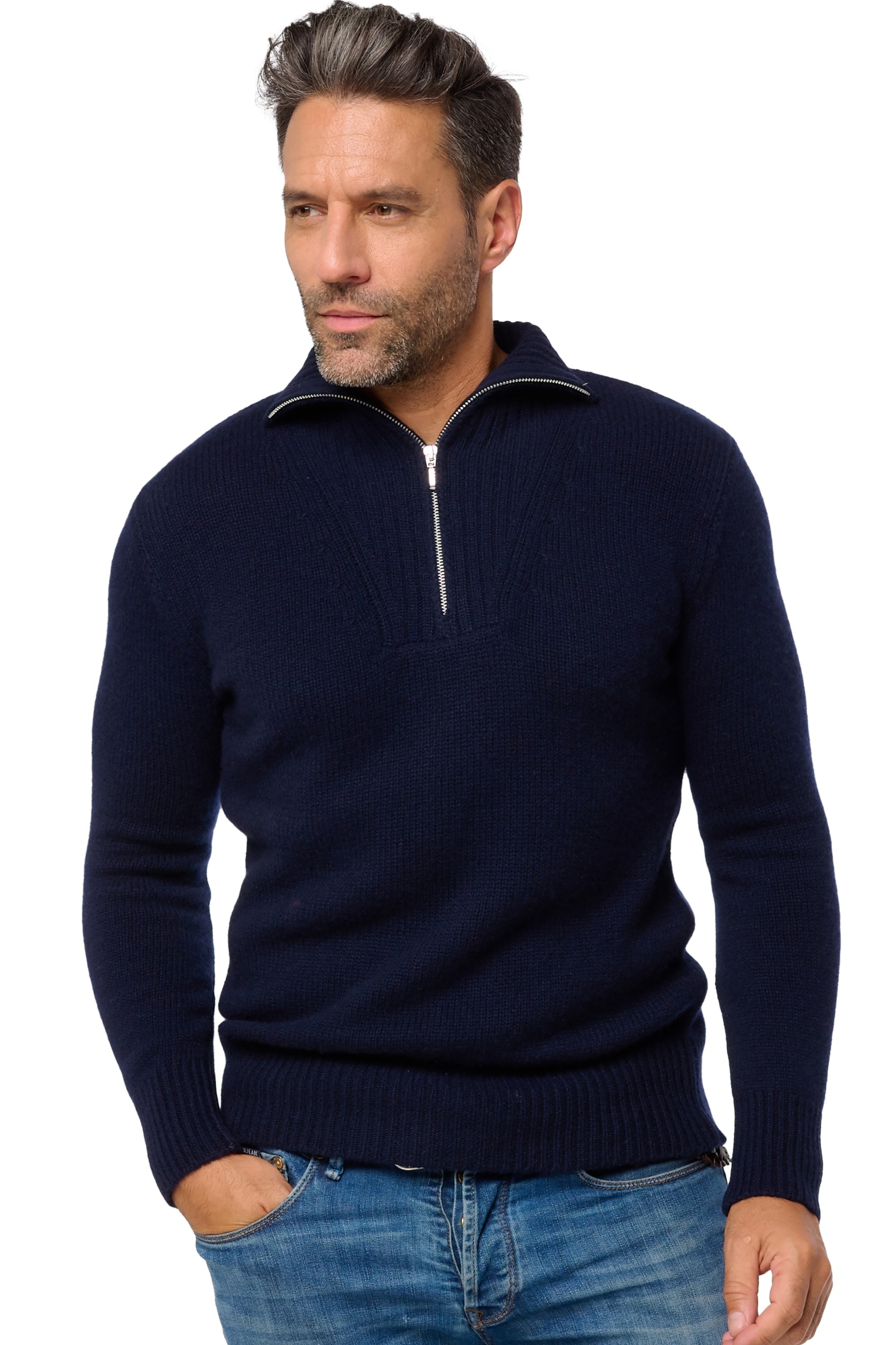 Darius in cashmere for men - dark navy - Mahogany