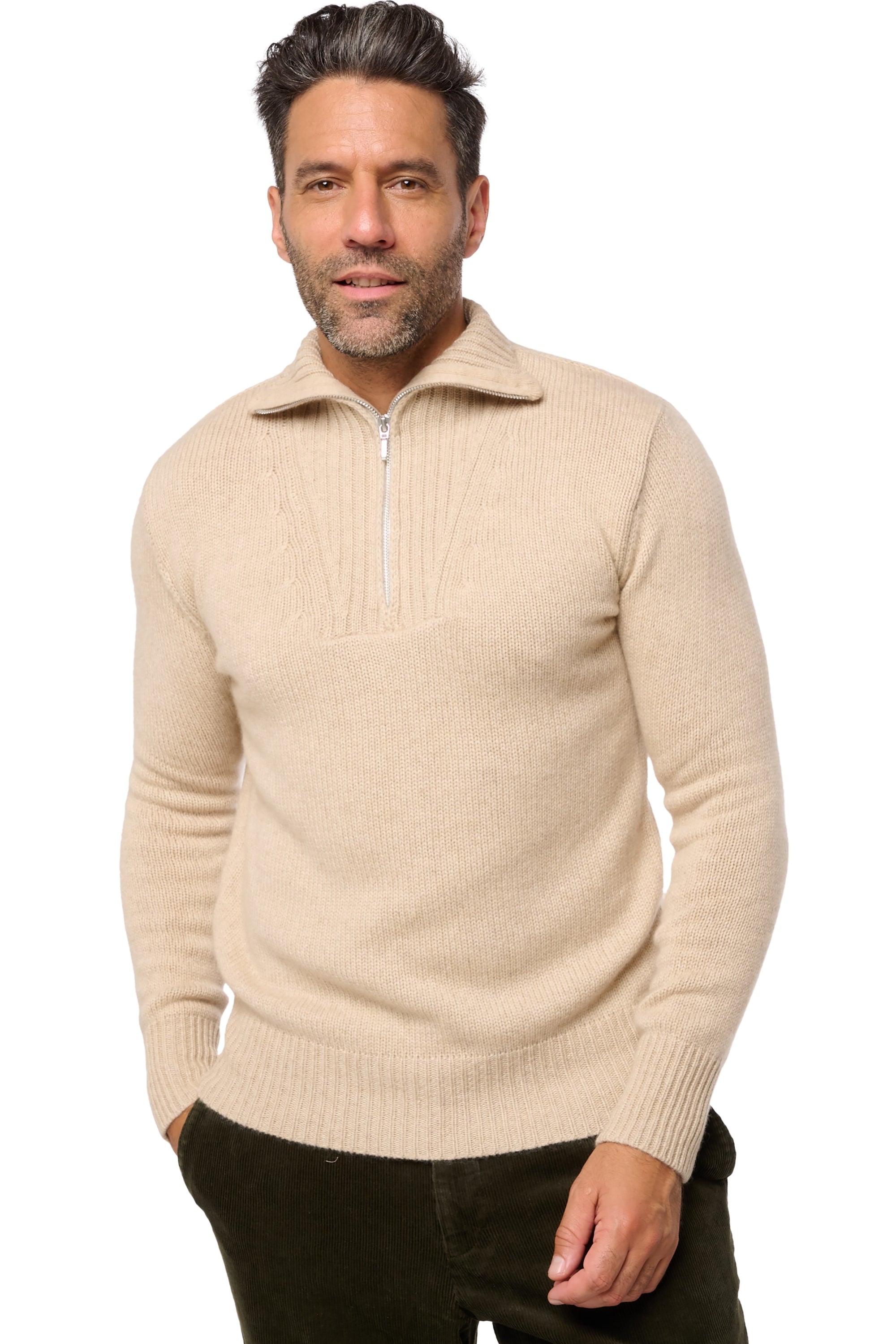 Darius in cashmere for men - natural winter dawn - Mahogany