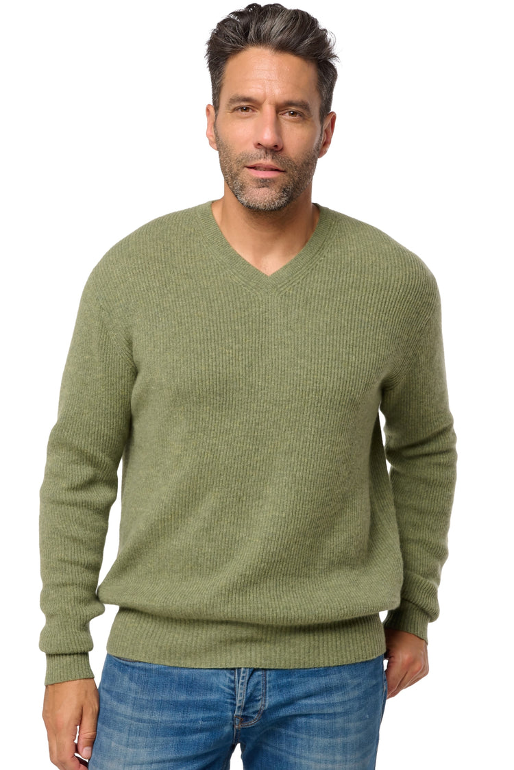 Davos in cashmere for men - heather green - Mahogany