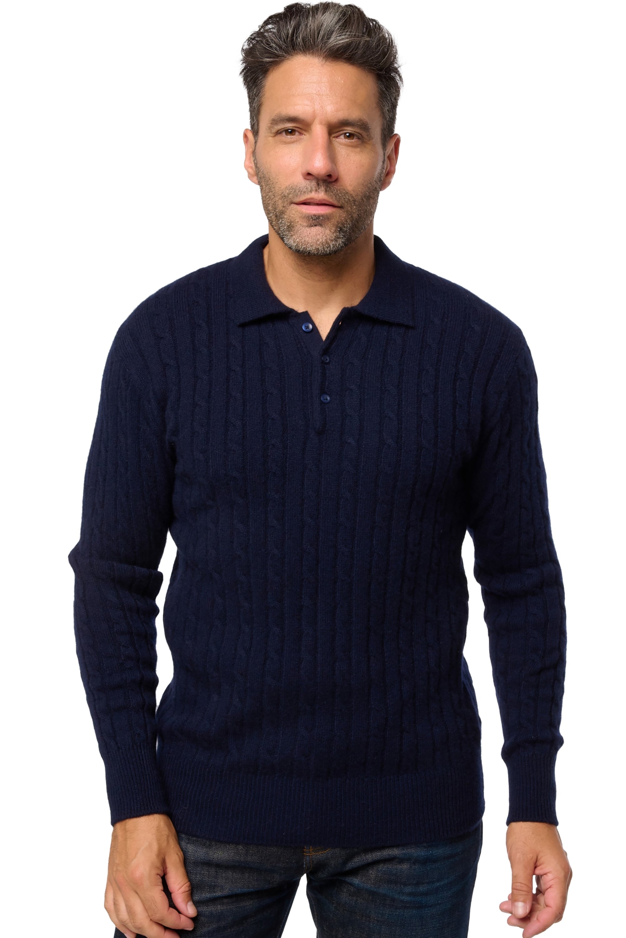 Doha men's cashmere - dark navy - Mahogany
