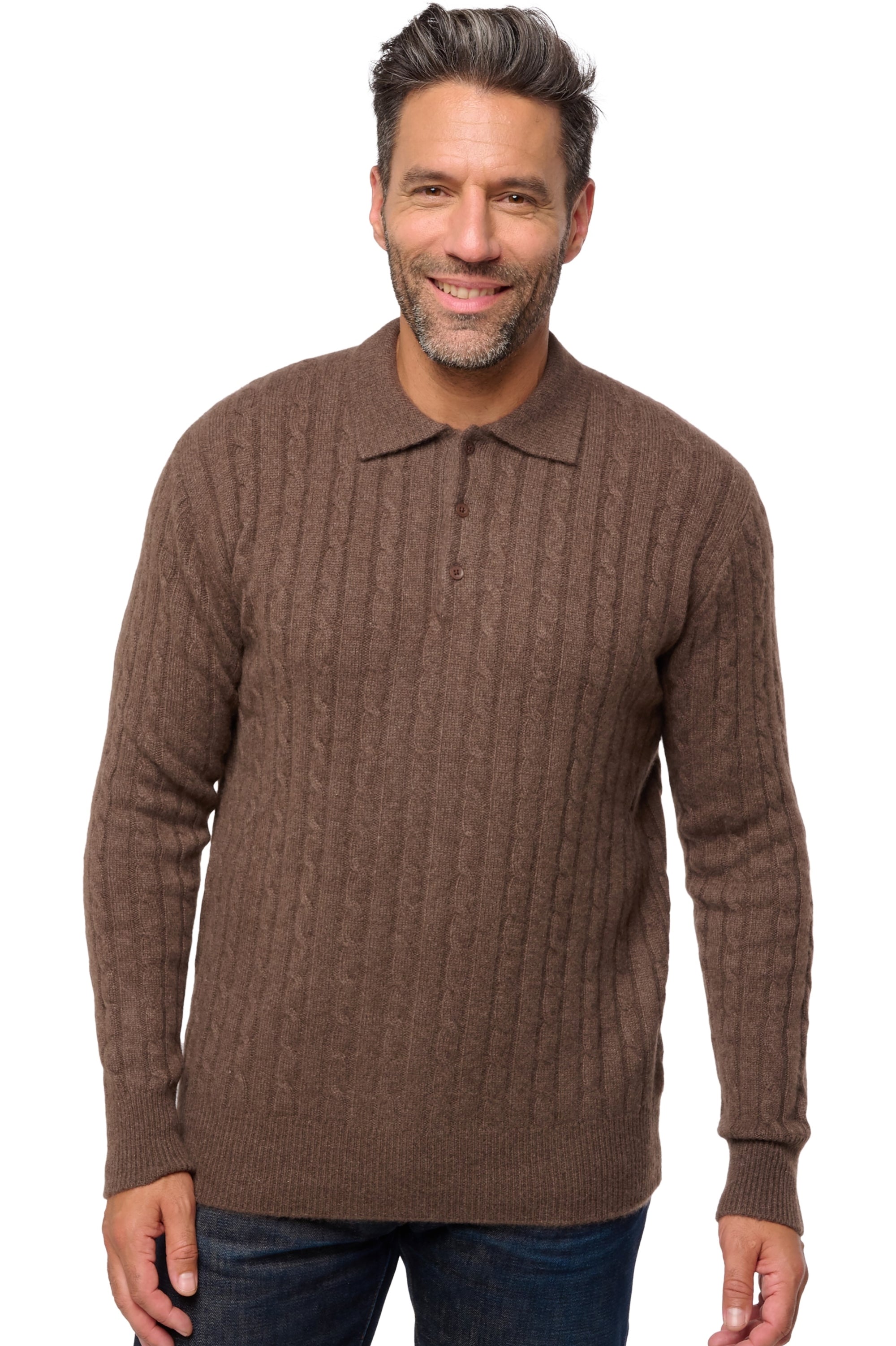 Doha men's cashmere - marl brown - Mahogany