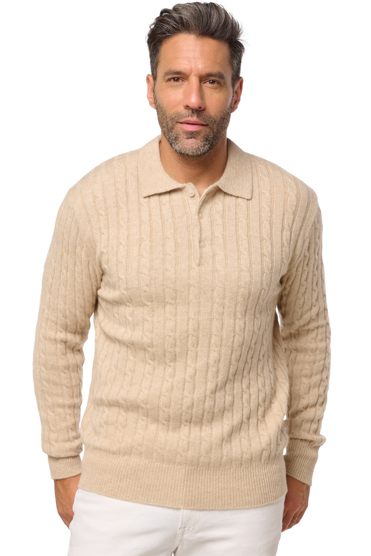 Doha men's cashmere - natural winter dawn - Mahogany