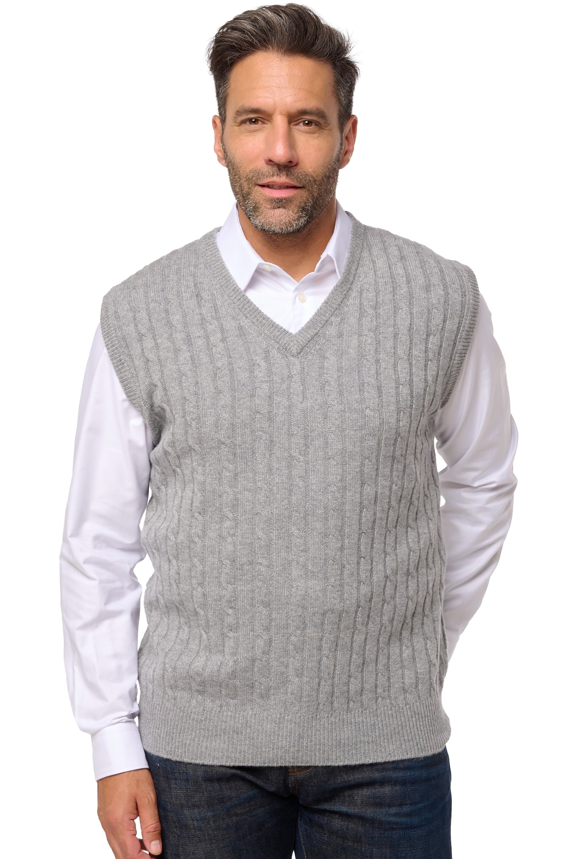 Dublin in cashmere for men - heather grey - Mahogany