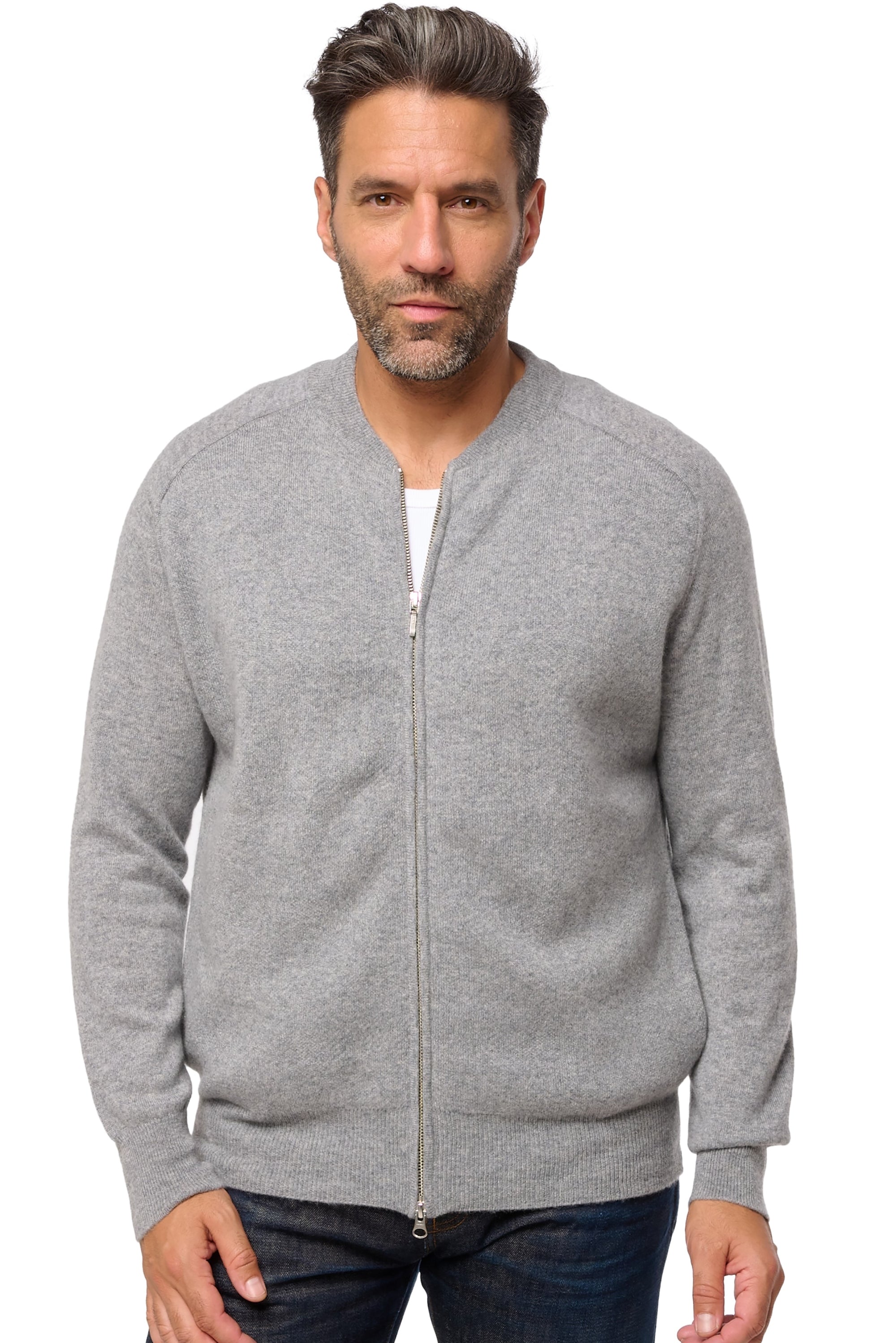 Dwaren cashmere men's jumper - marl grey - Mahogany