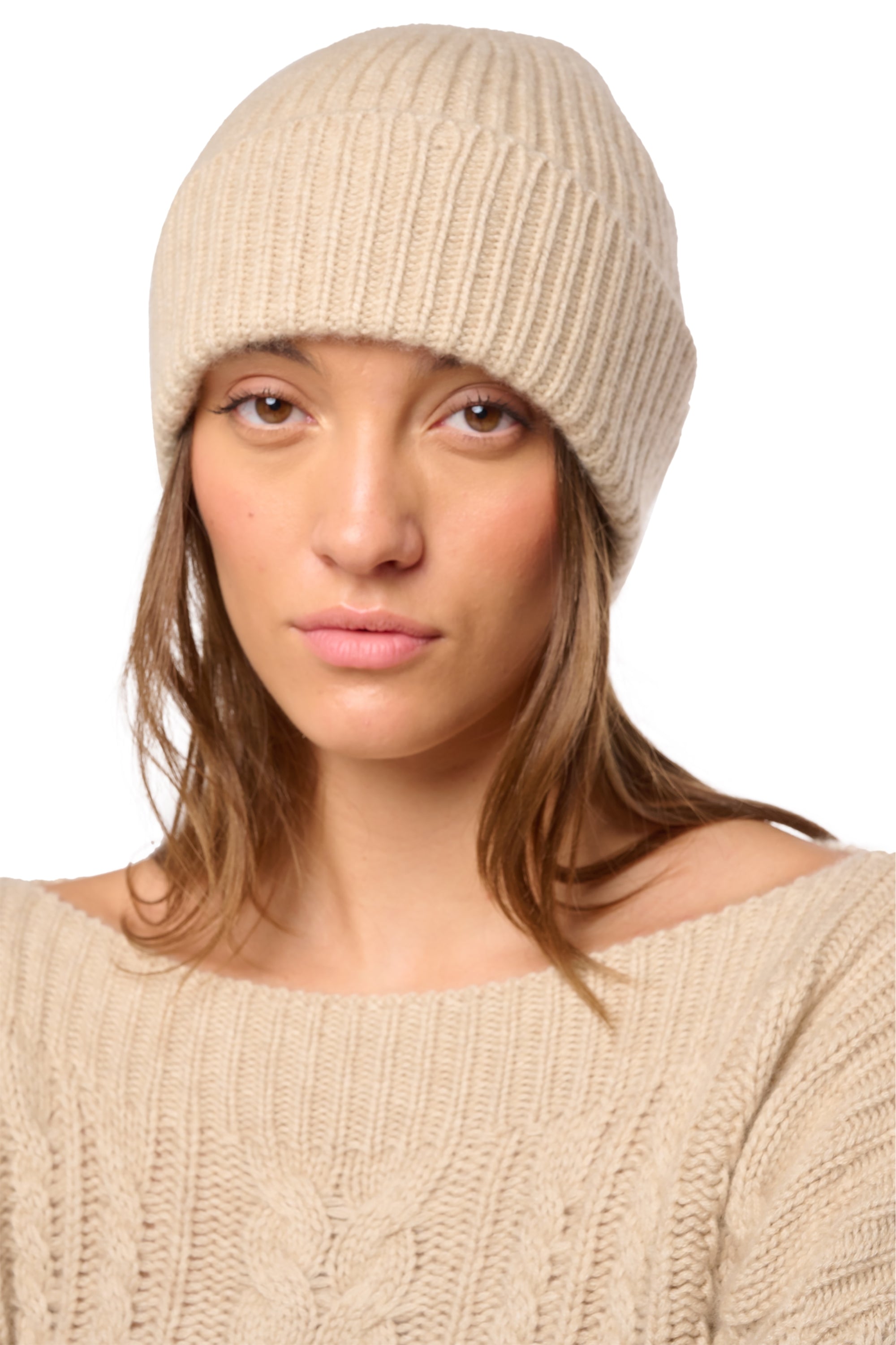 Dido in mixed cashmere - natural winter dawn - Mahogany