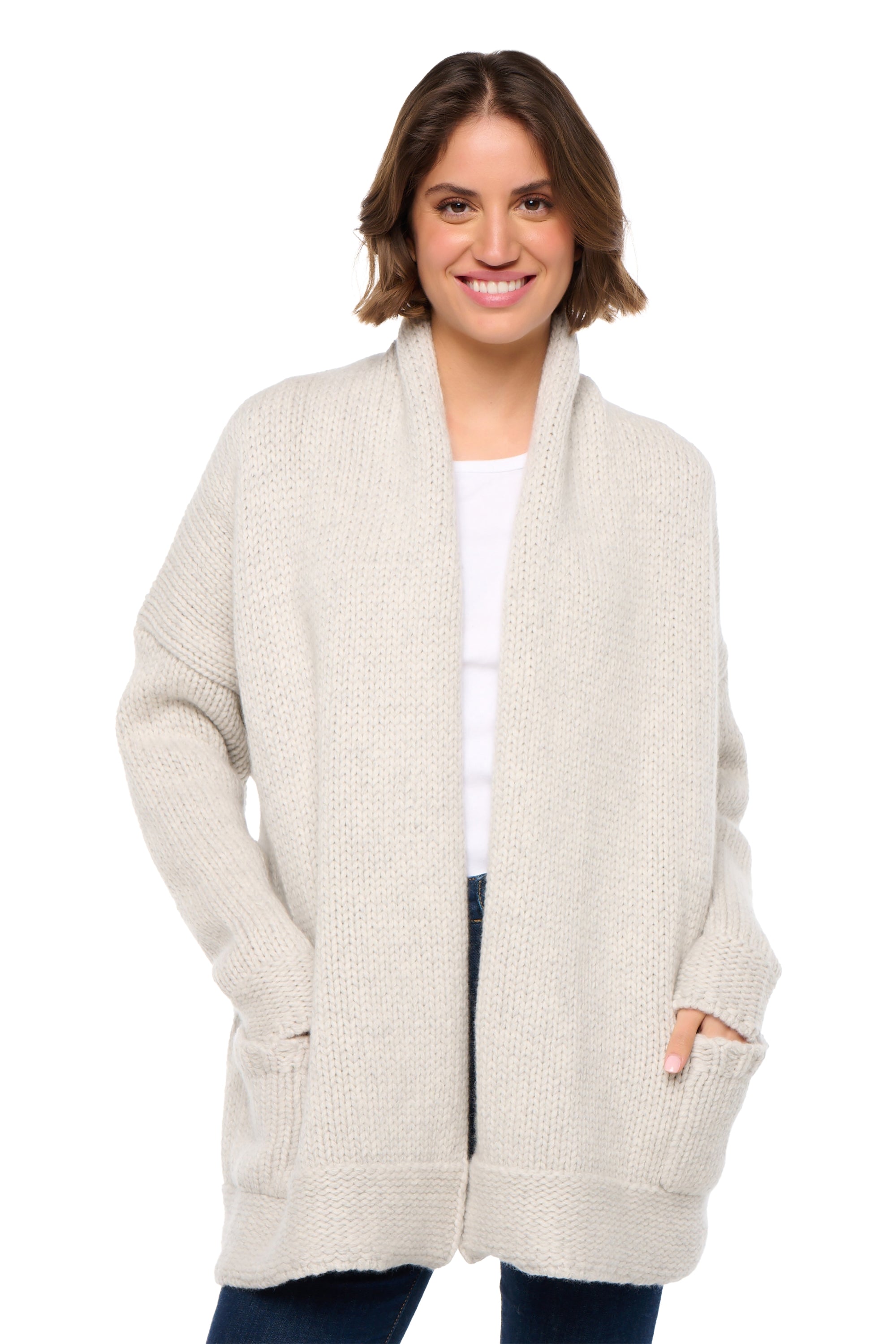 Vienne in women's cashmere - marl flannel / natural ecru - Mahogany