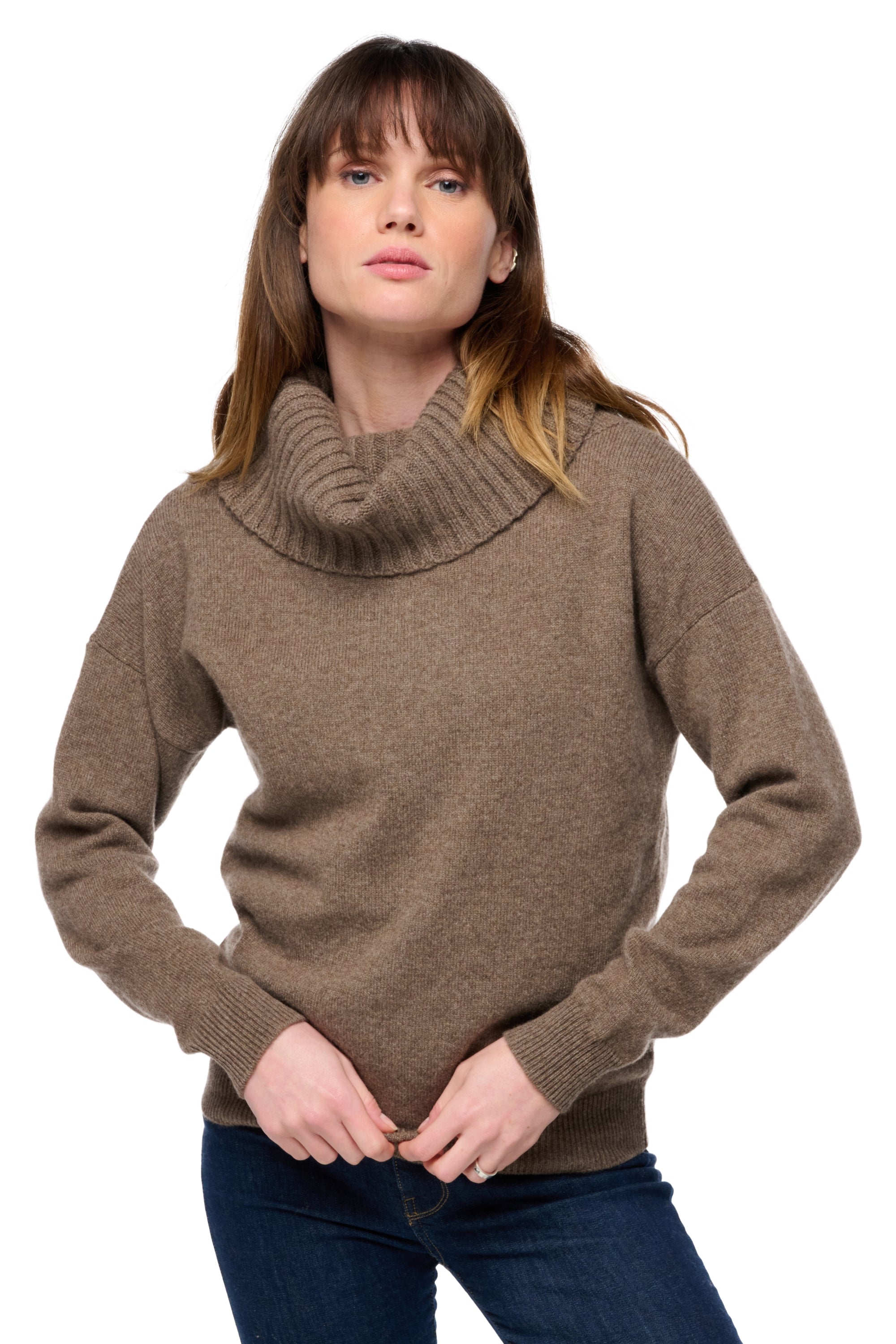 Yak jumper, 100% Yak, women, turtleneck collar, straight fit, long sleeves, standard / 2 and 4 plies, Mahogany