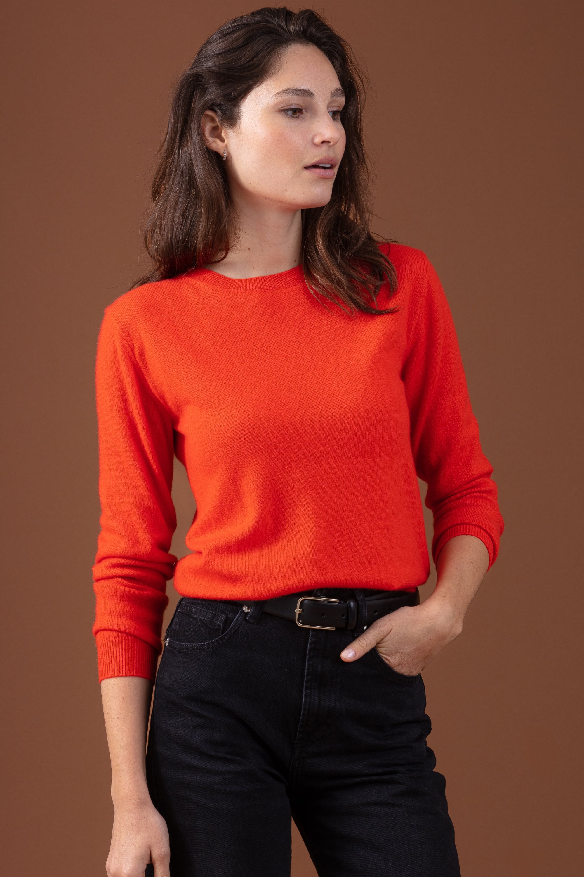 Thalia women's cashmere - persimmons - Mahogany