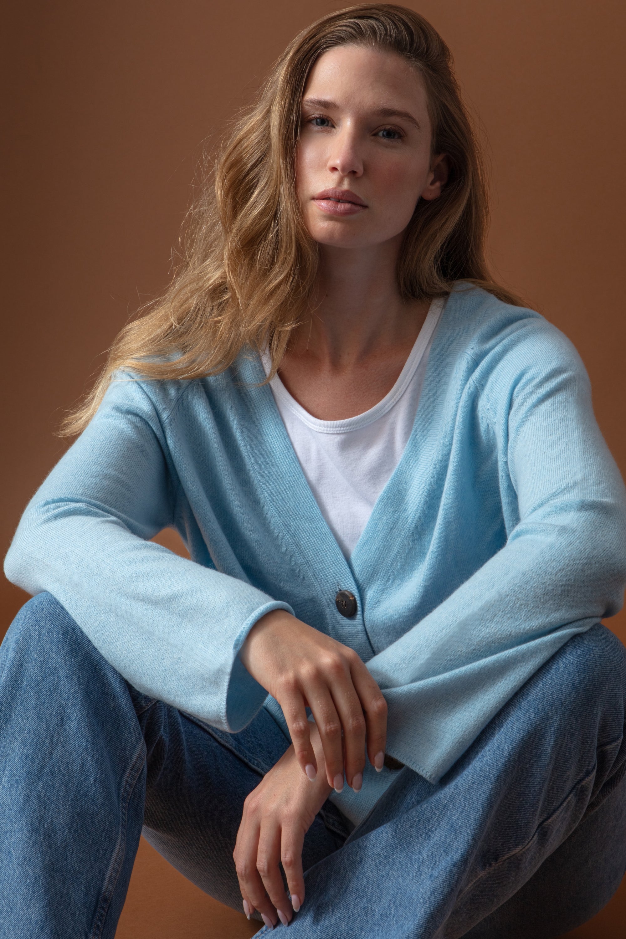 Chana women's cashmere - light blue - Mahogany