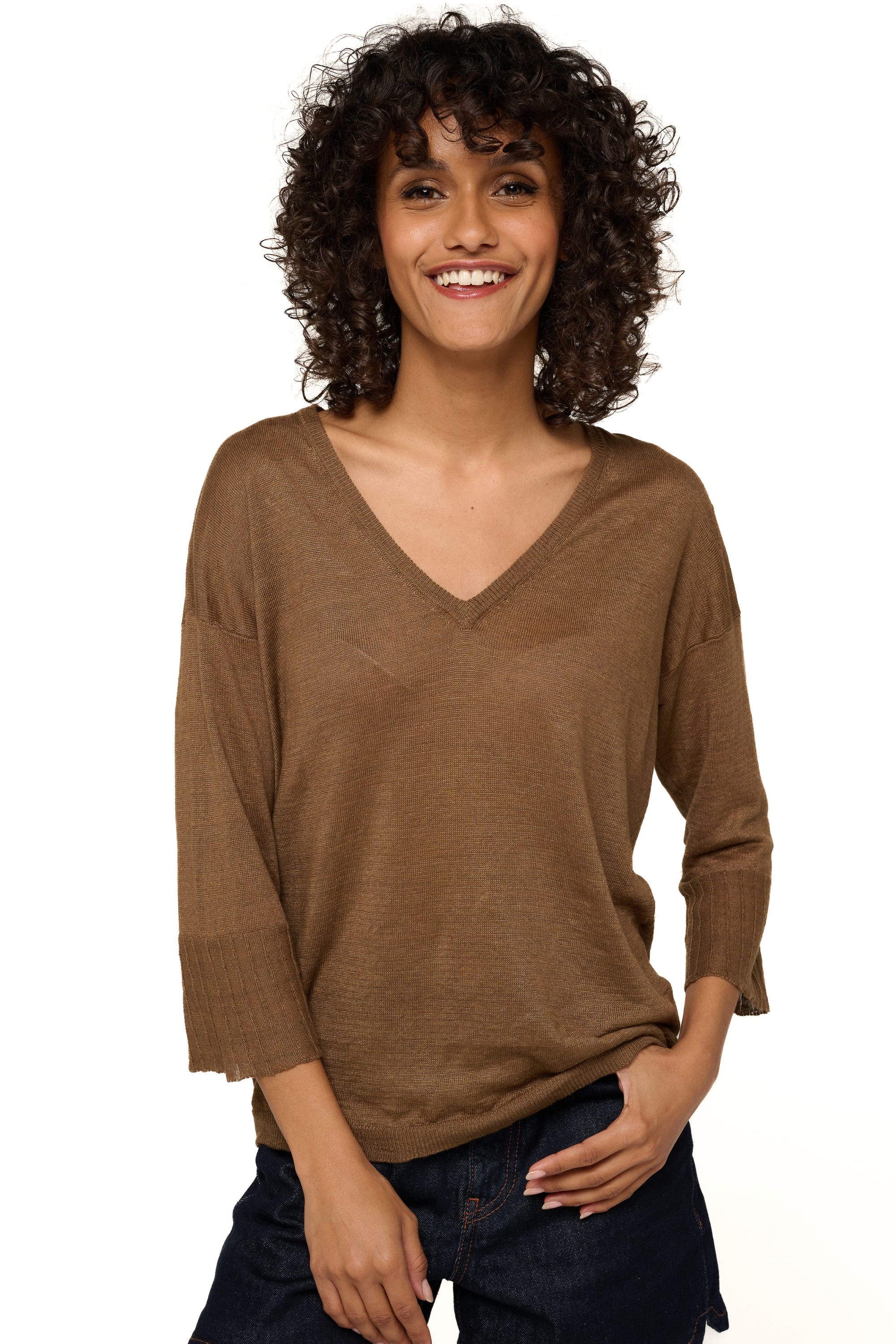 Rosanna in linen for women - walnut - Mahogany