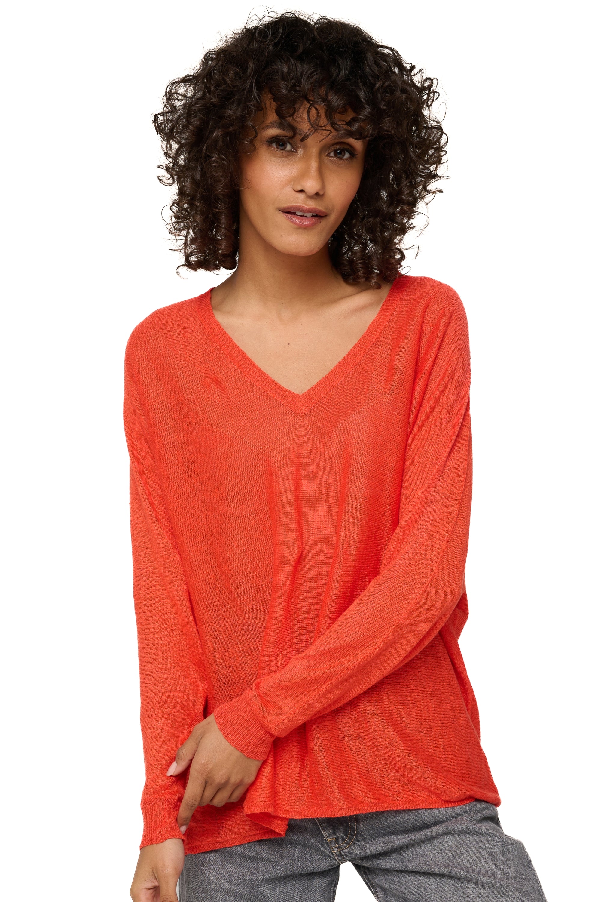 Ruby linen women's top - salsa - Mahogany