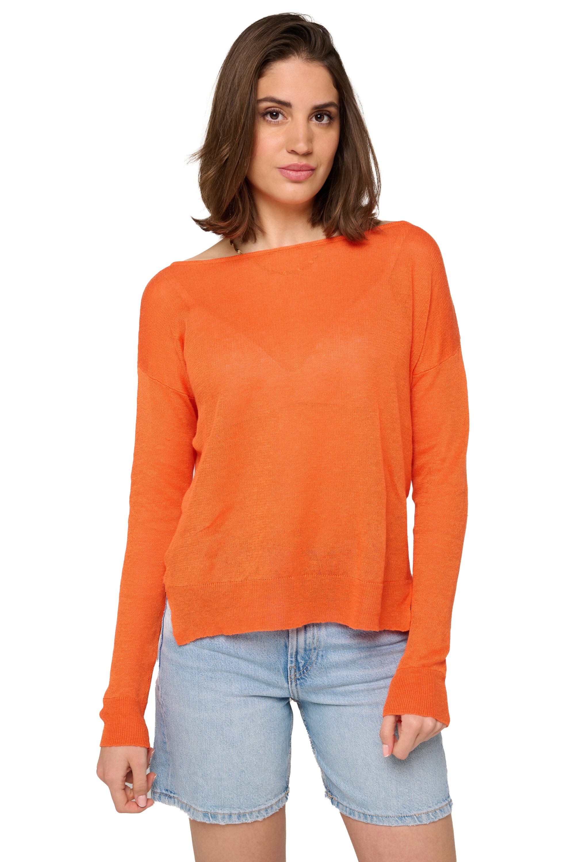 Romane women's linen top - cosmos - Mahogany