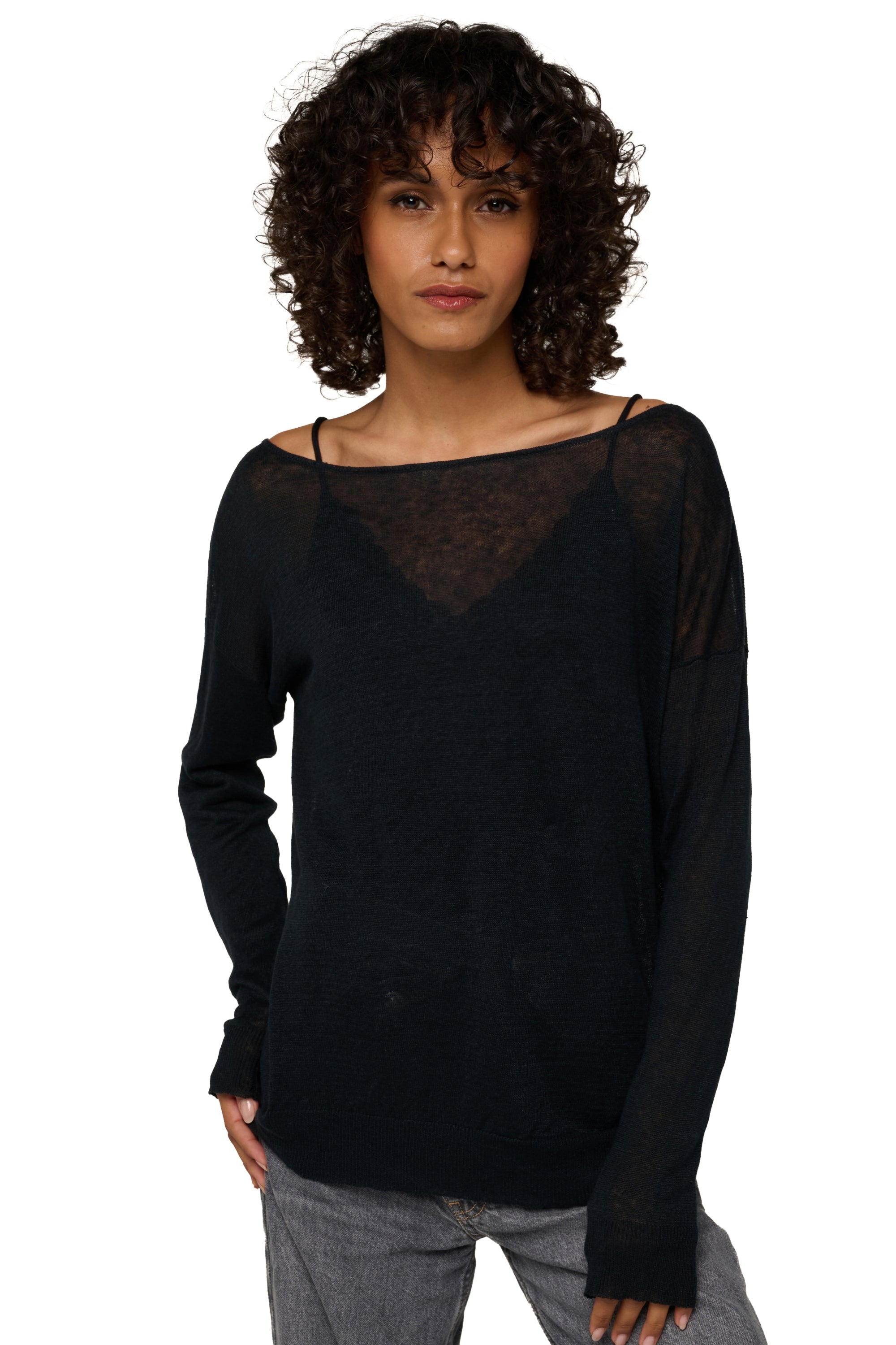 Romane women's linen top - pepper - Mahogany
