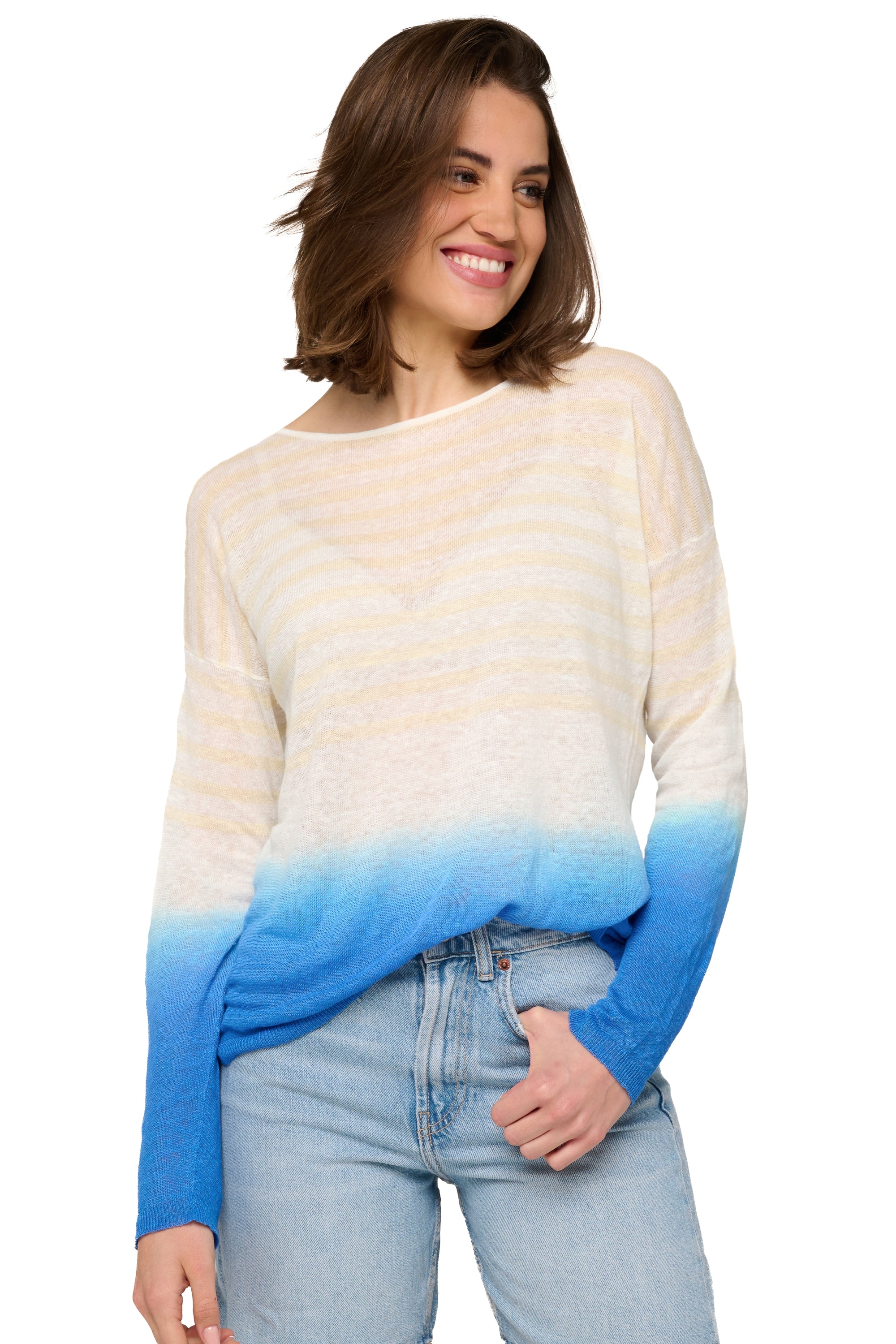 Riana in linen for women - wheat / moonlight - Mahogany