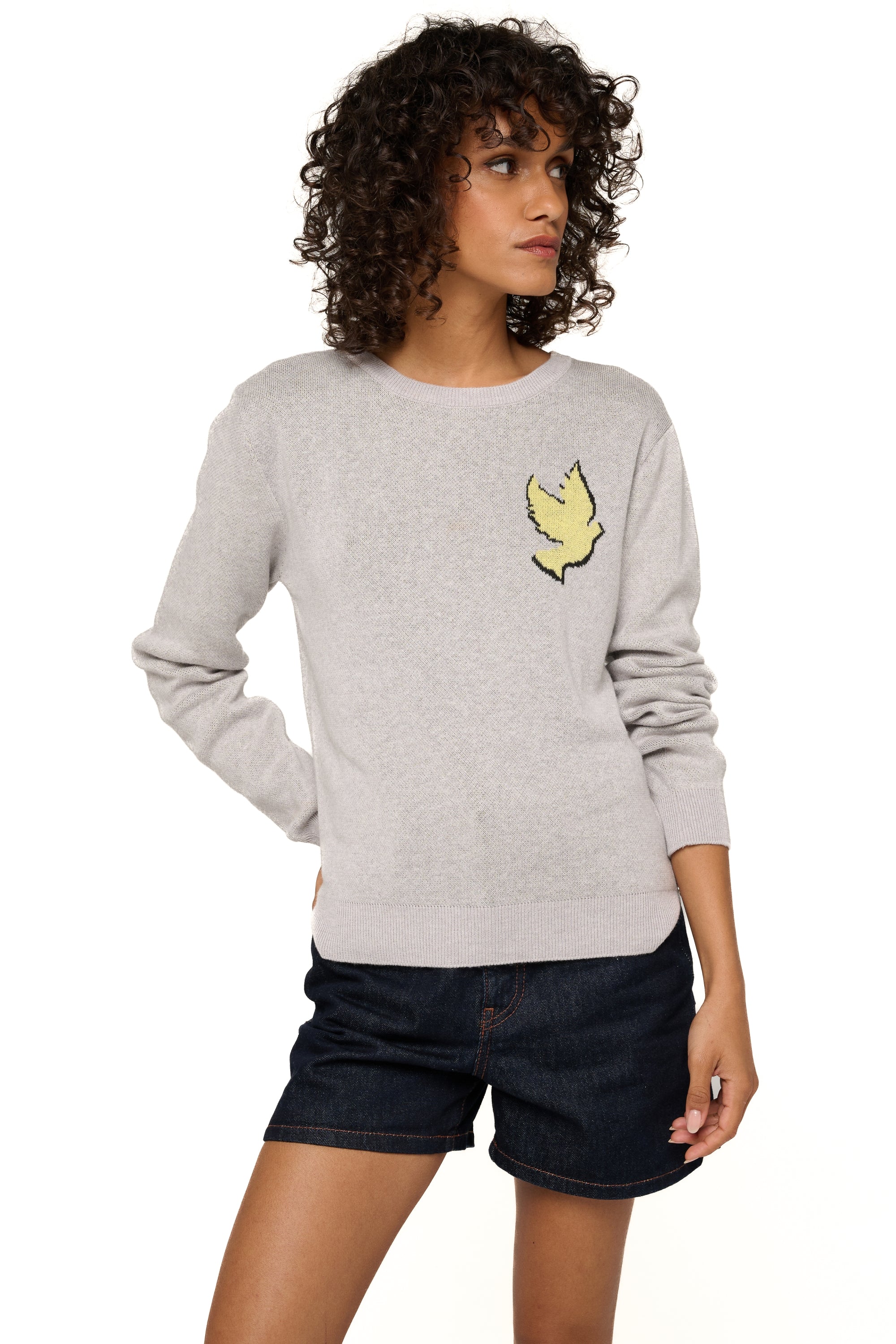 Cashmere and cotton jumper, 85% Cotton / 15% Cashmere, women, round neck, long sleeves, animal print, Mahogany